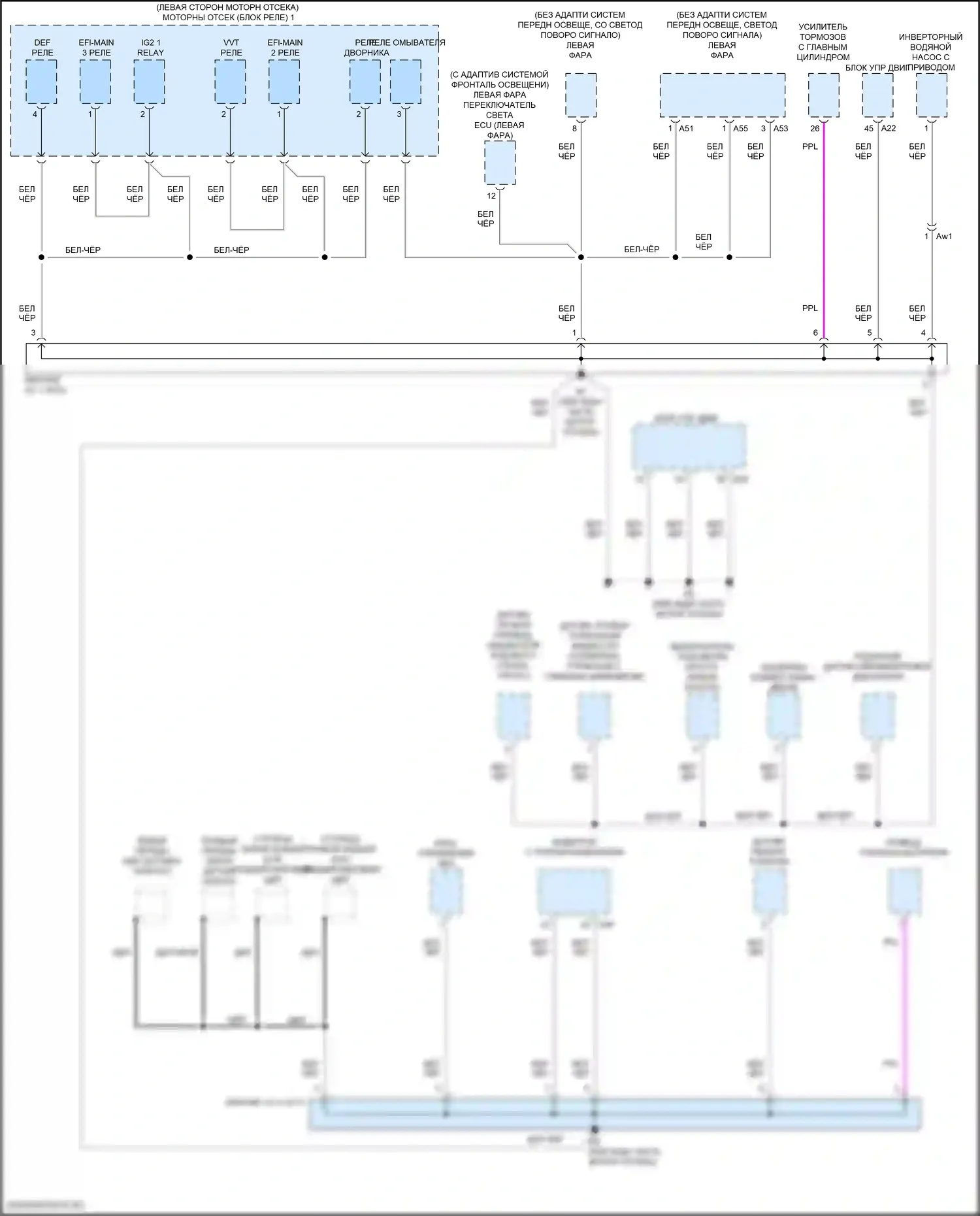 Camry Toyota XV70 (2017-2021): Электросхема разводки массы, гибридная (3 из 6) 