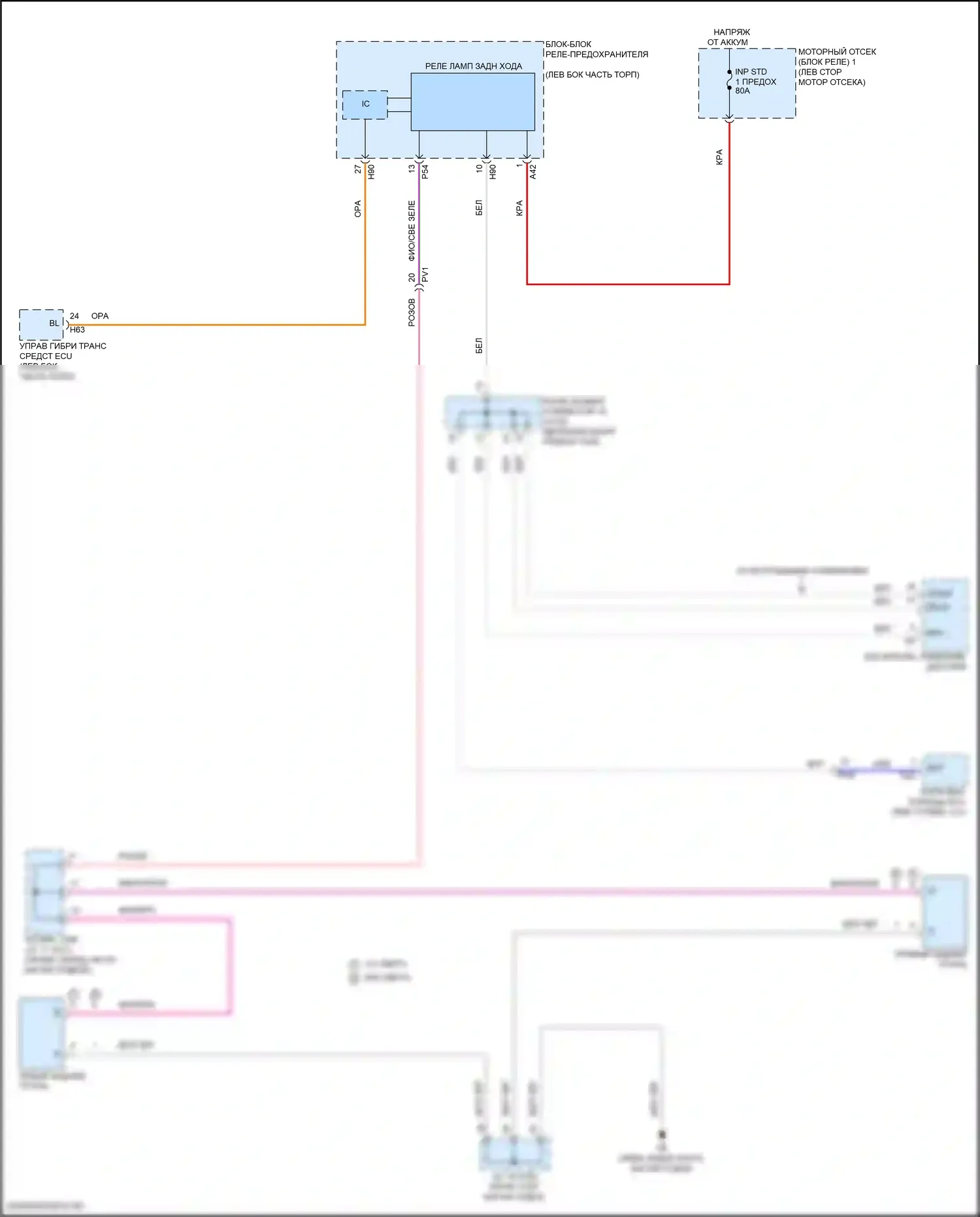 Camry Toyota XV80 (2024-2024): Электросхема фонарей заднего хода 