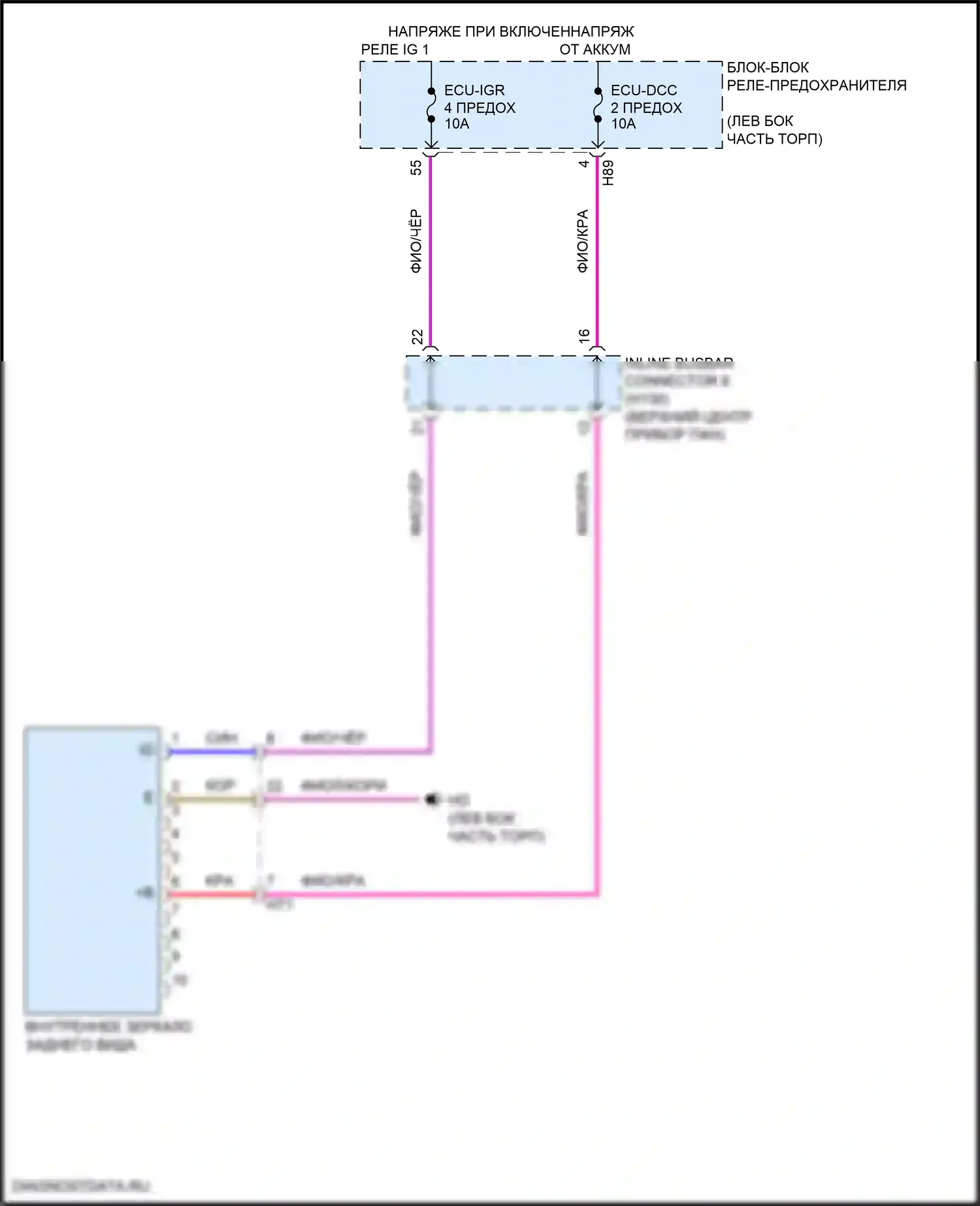 Camry Toyota XV80 (2024-2024): Электросхема электрохромного зеркала 