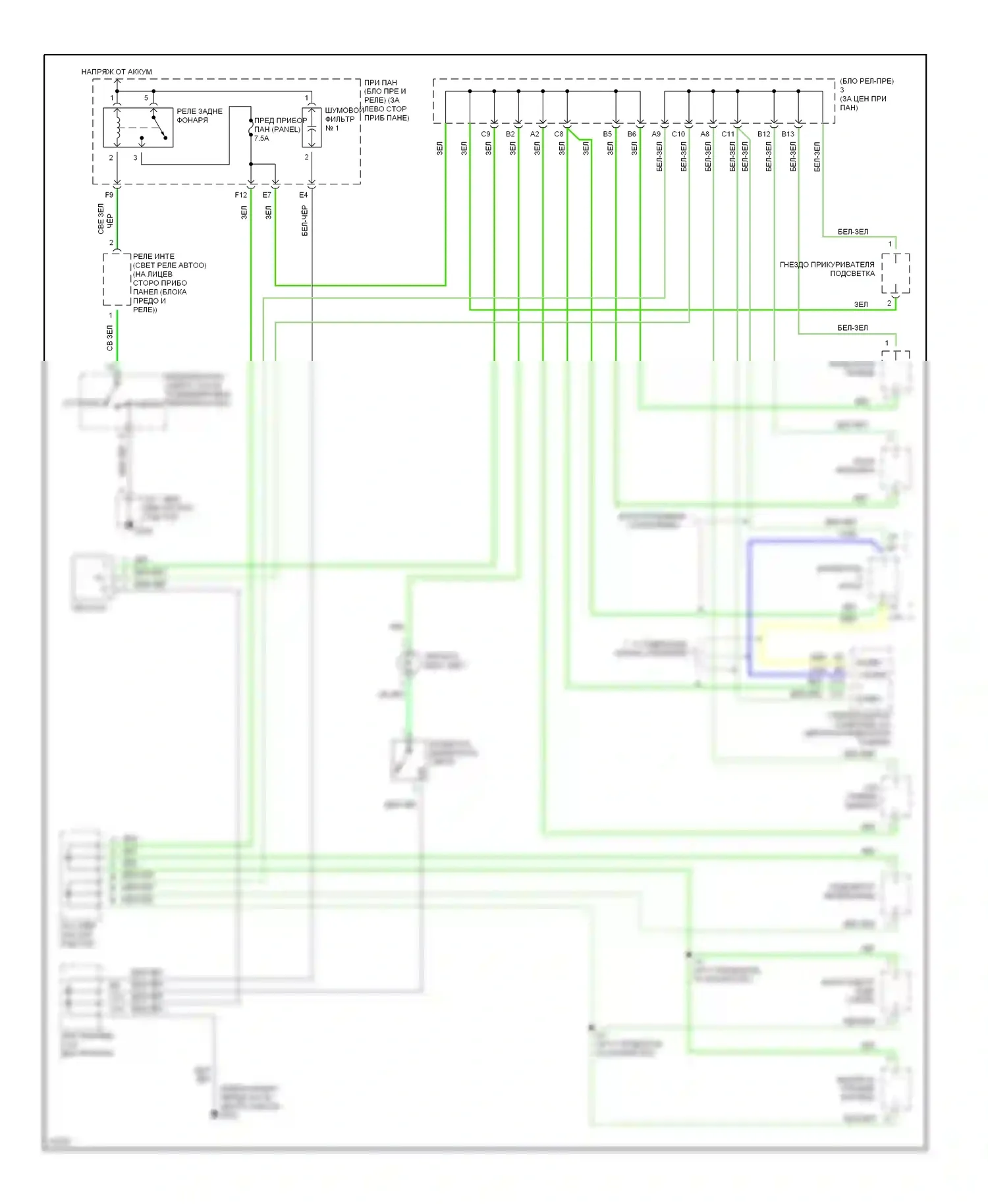 Celica Toyota T200 рестайлинг (1995-1999): Электросхема подсветки приборной панели 