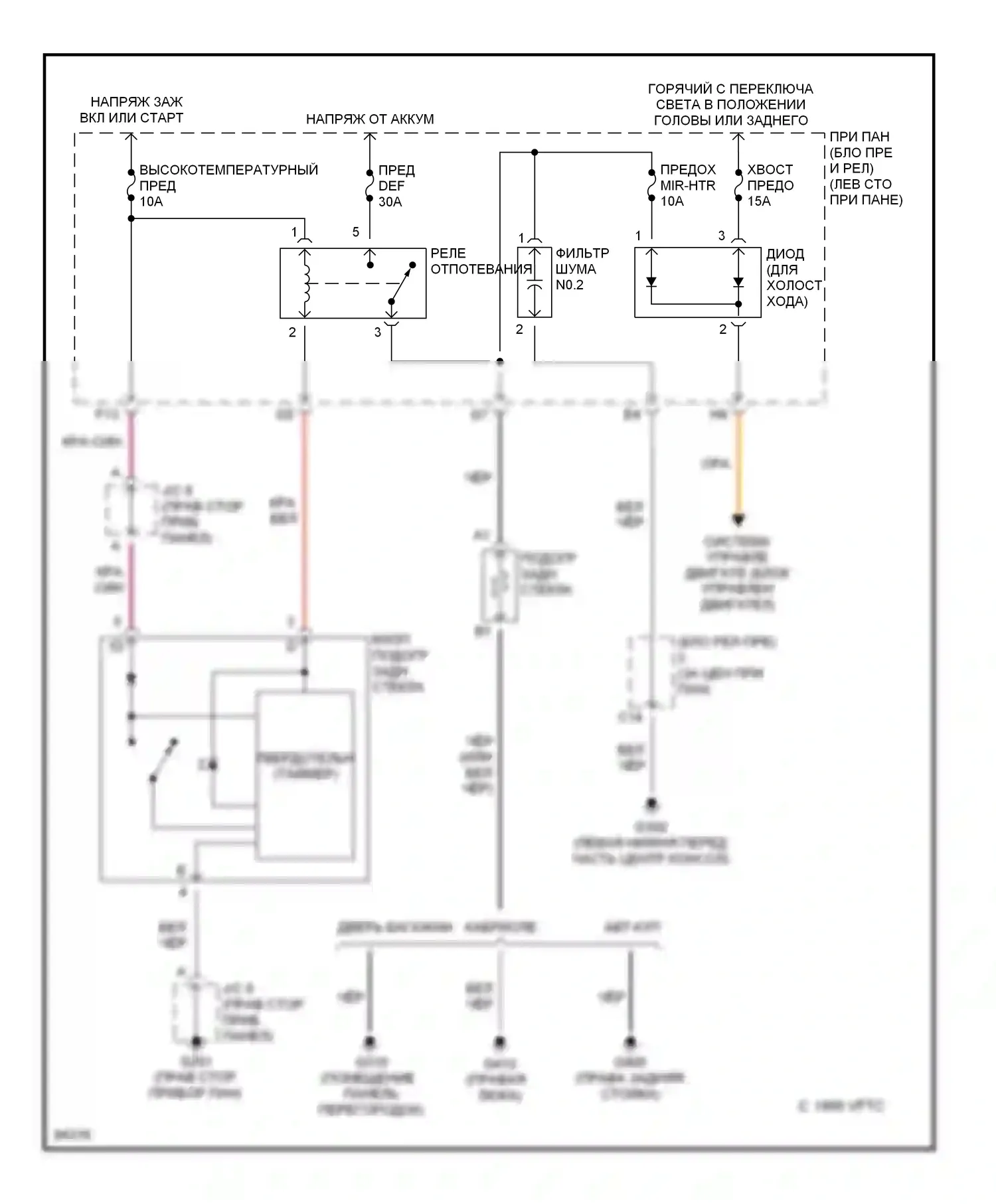 Celica Toyota T200 рестайлинг (1995-1999): Электросхема подогрева 