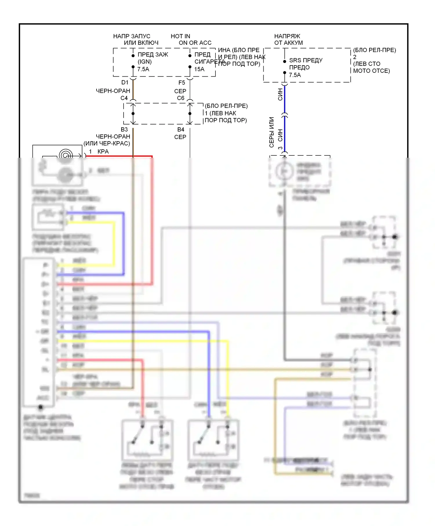 Celica Toyota T200 рестайлинг (1995-1999): Электросхема подушек безопасности 
