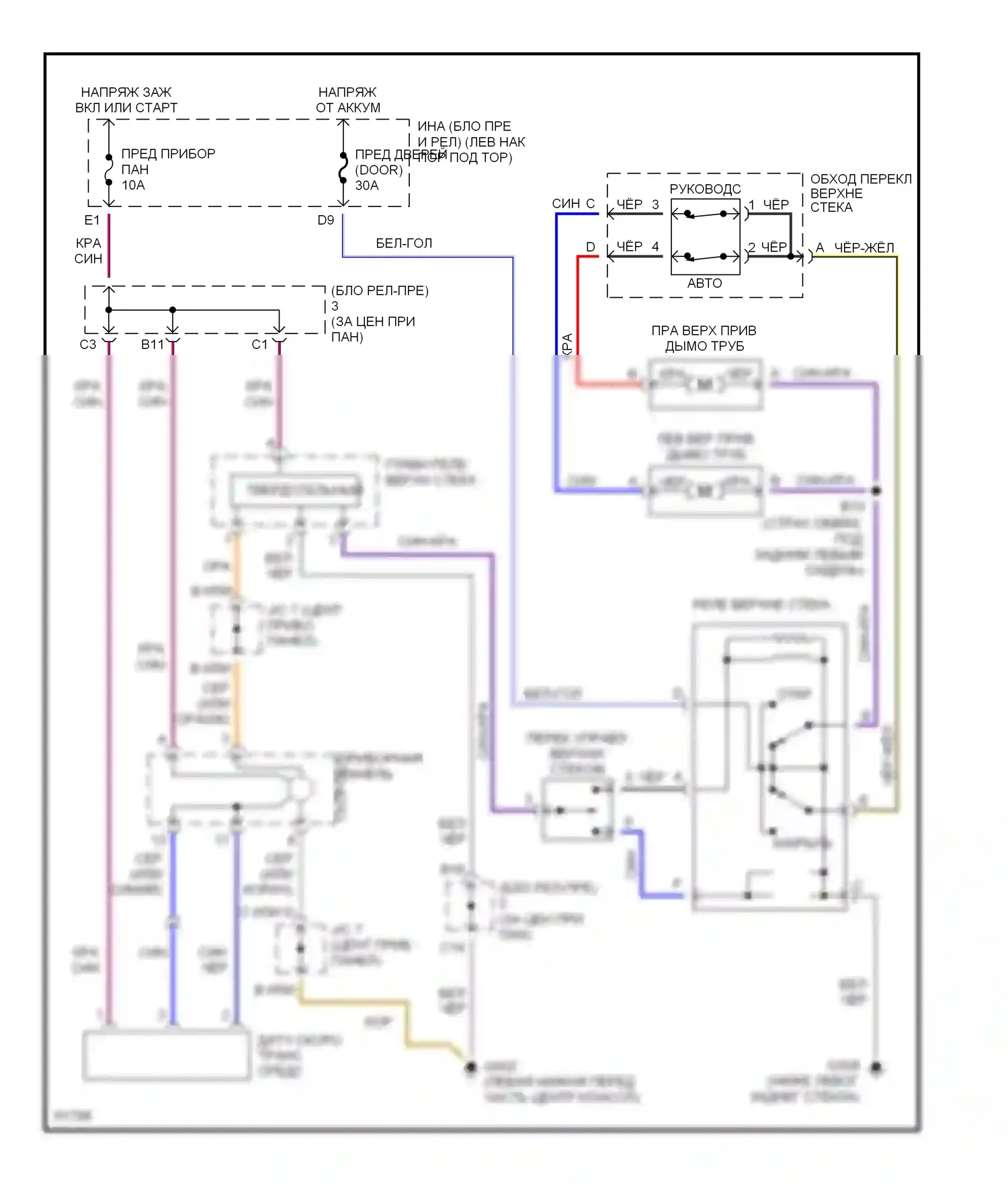 Celica Toyota T200 рестайлинг (1995-1999): Электросхема со складной крышей 