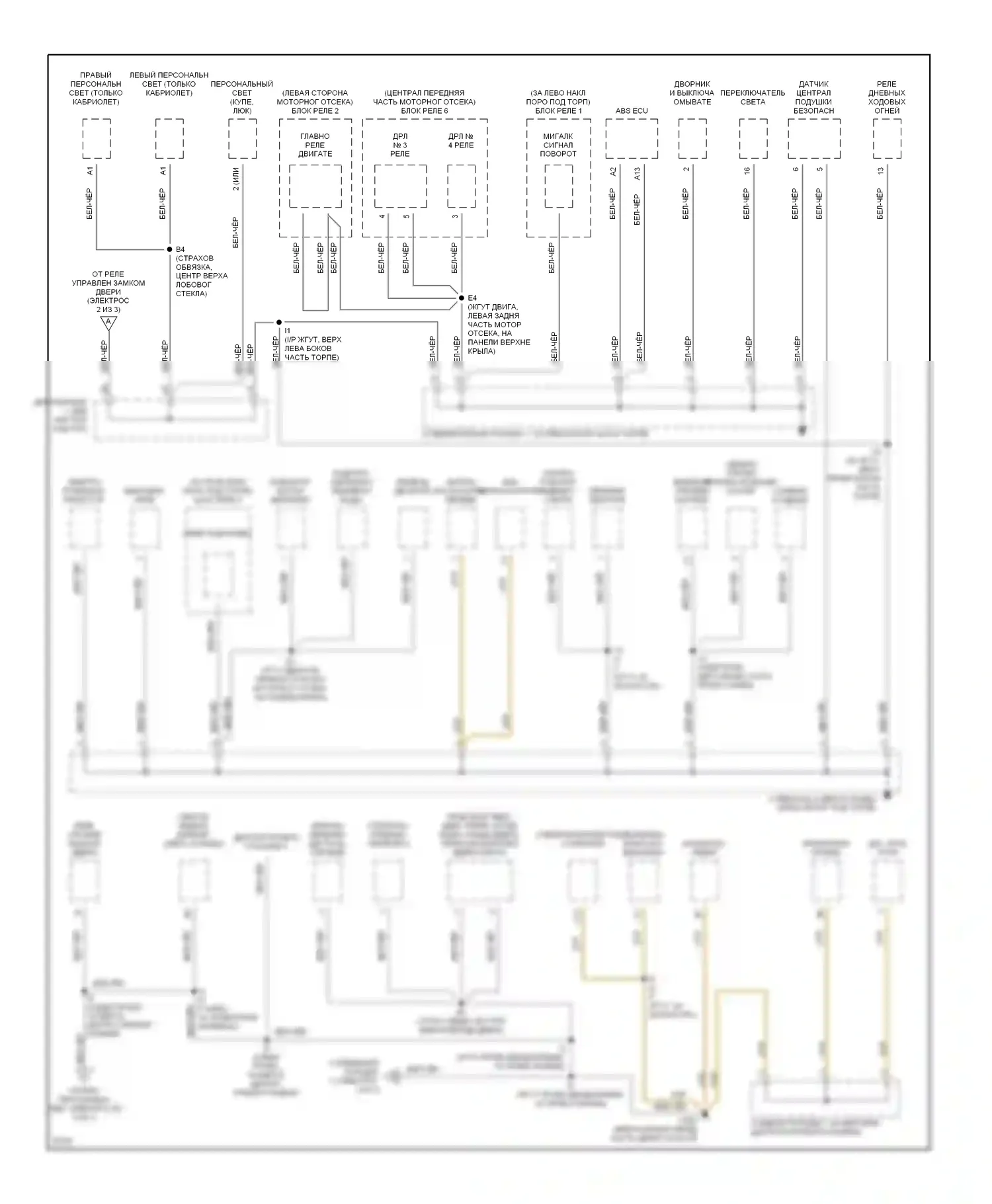 Celica Toyota T200 рестайлинг (1995-1999): Электросхема точек подключения масс (2 из 3) 