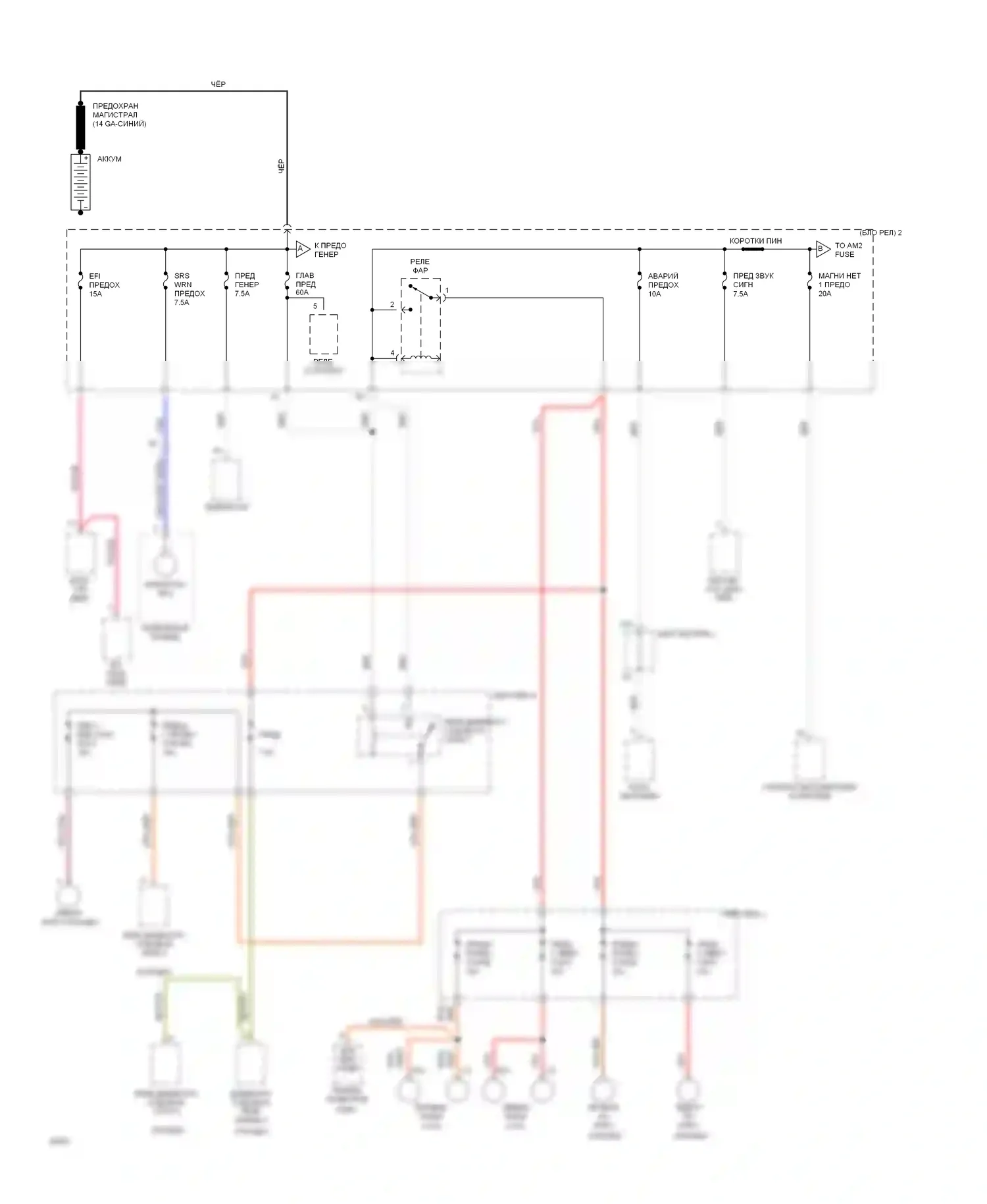 Celica Toyota T200 (1993-1995): Электросхема блока предохранителей реле (1 из 4) 
