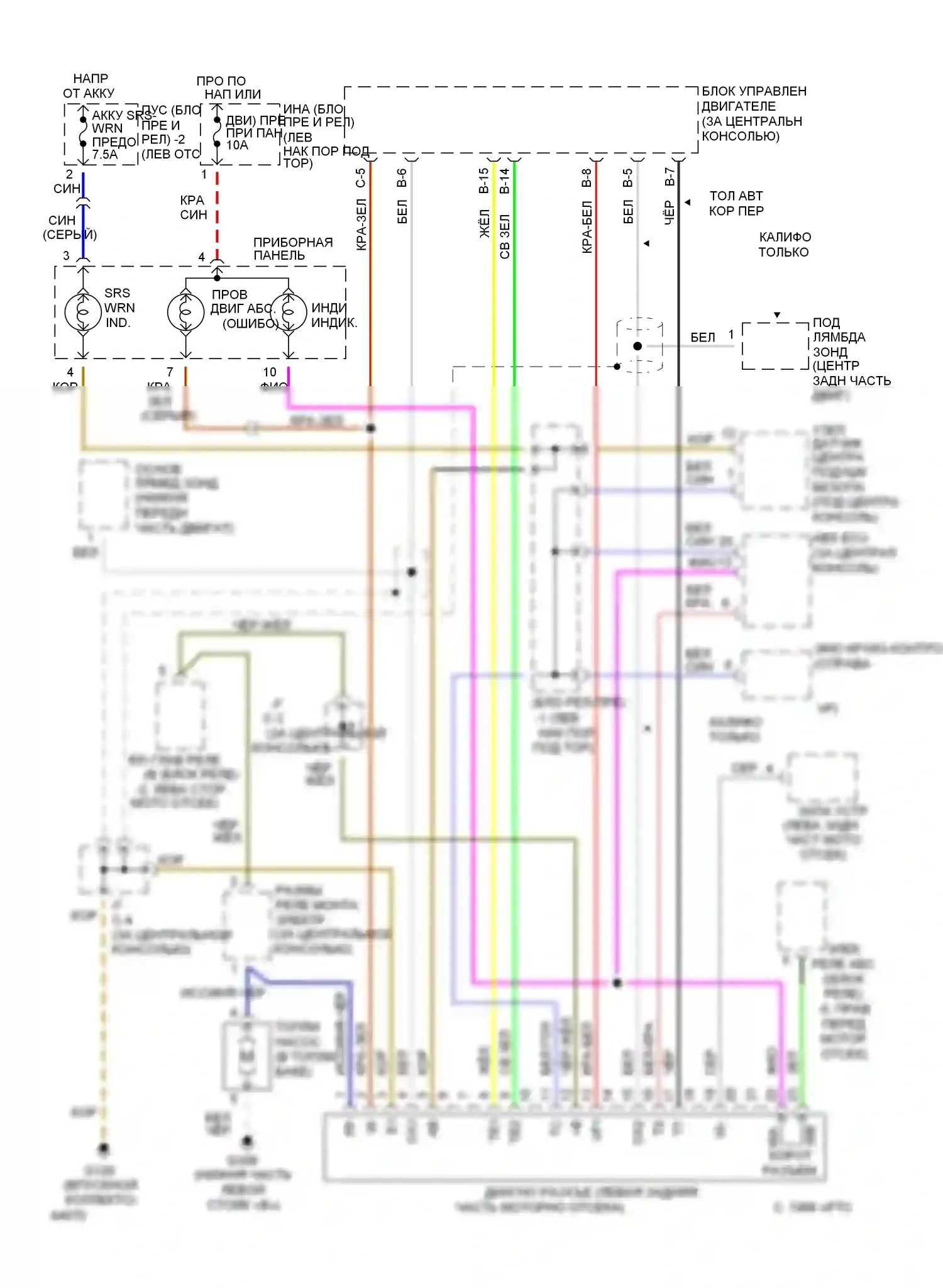 Celica Toyota T200 (1993-1995): 2.2l, электросхема диагностического разхъема 