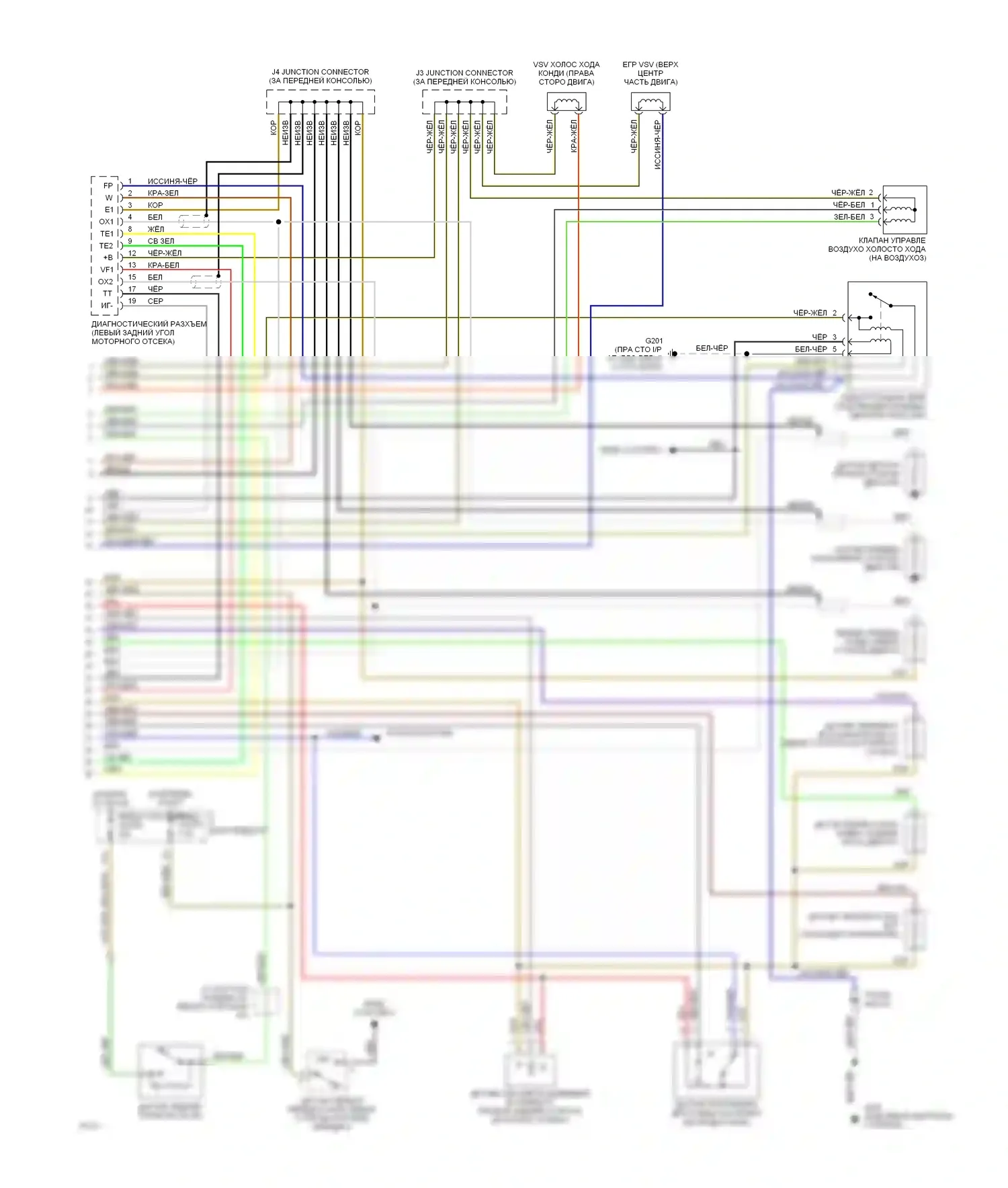 Celica Toyota T200 (1993-1995): Электросхема двигателя 1.8ls, автоматическая коробка передач (2 из 2) 