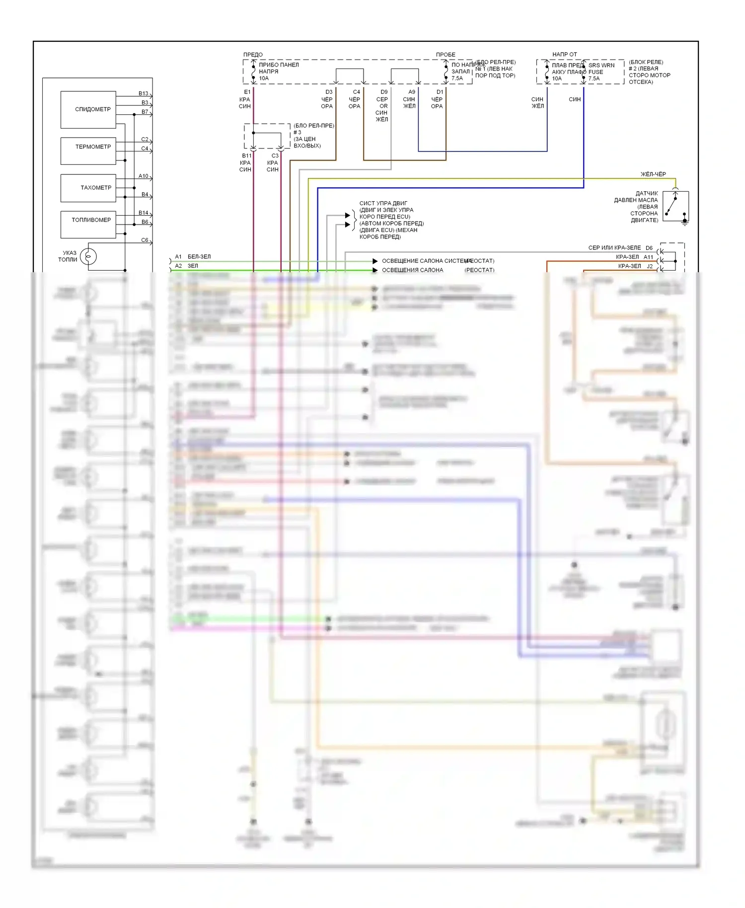 Celica Toyota T200 (1993-1995): Электросхема приборной панели 