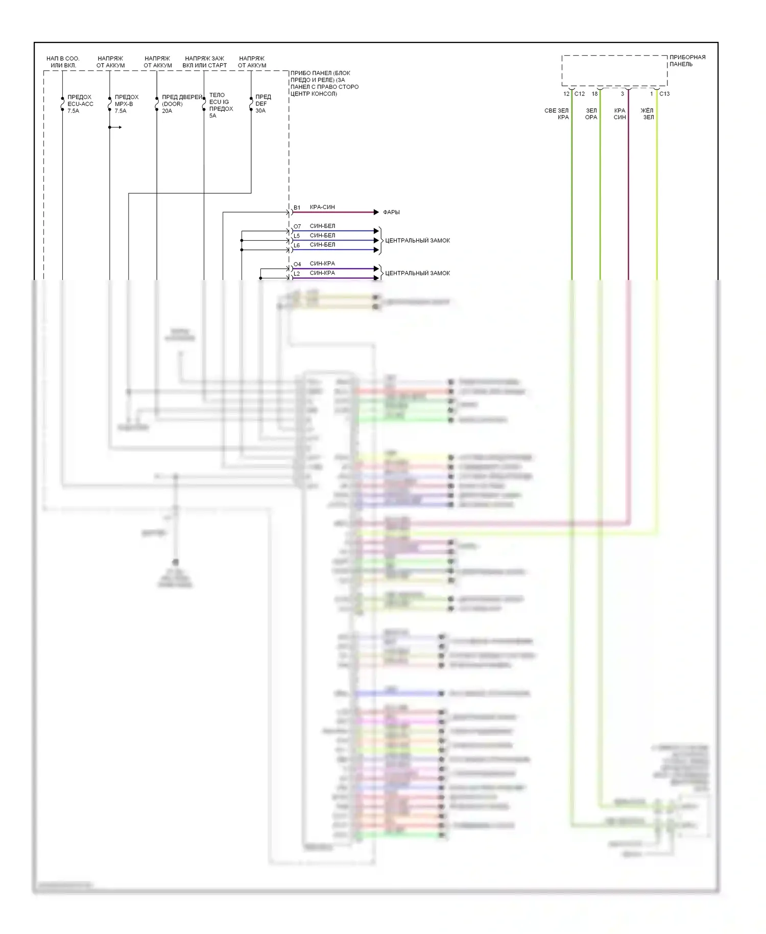 Celica Toyota T230 рестайлинг (2002-2006): Электросхема блоков управления кузовом 