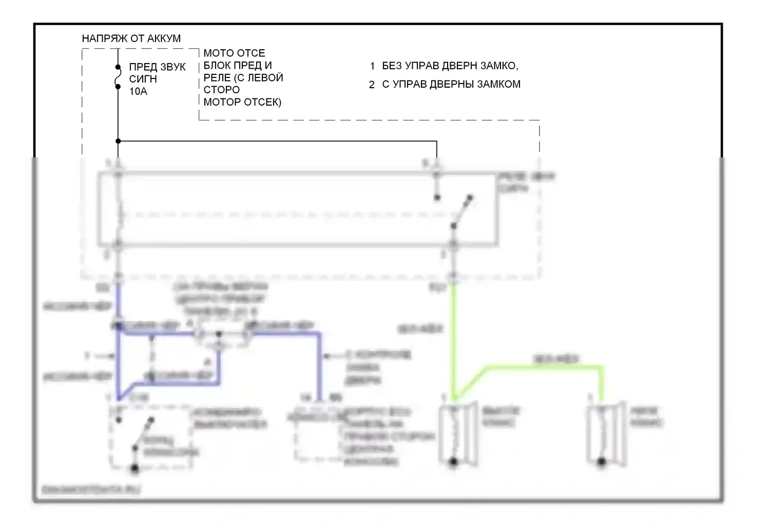 Celica Toyota T230 рестайлинг (2002-2006): Электросхема клаксона 