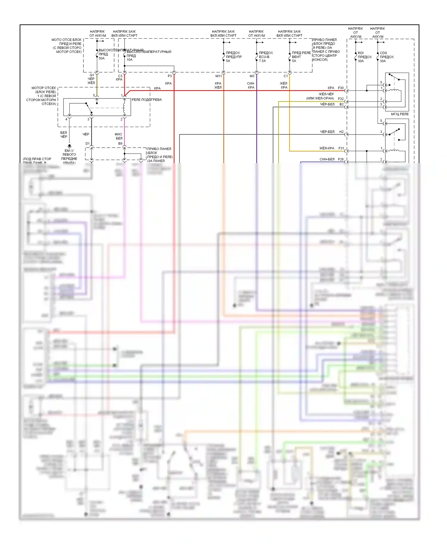 Celica Toyota T230 рестайлинг (2002-2006): Электросхема ручного кондиционера 