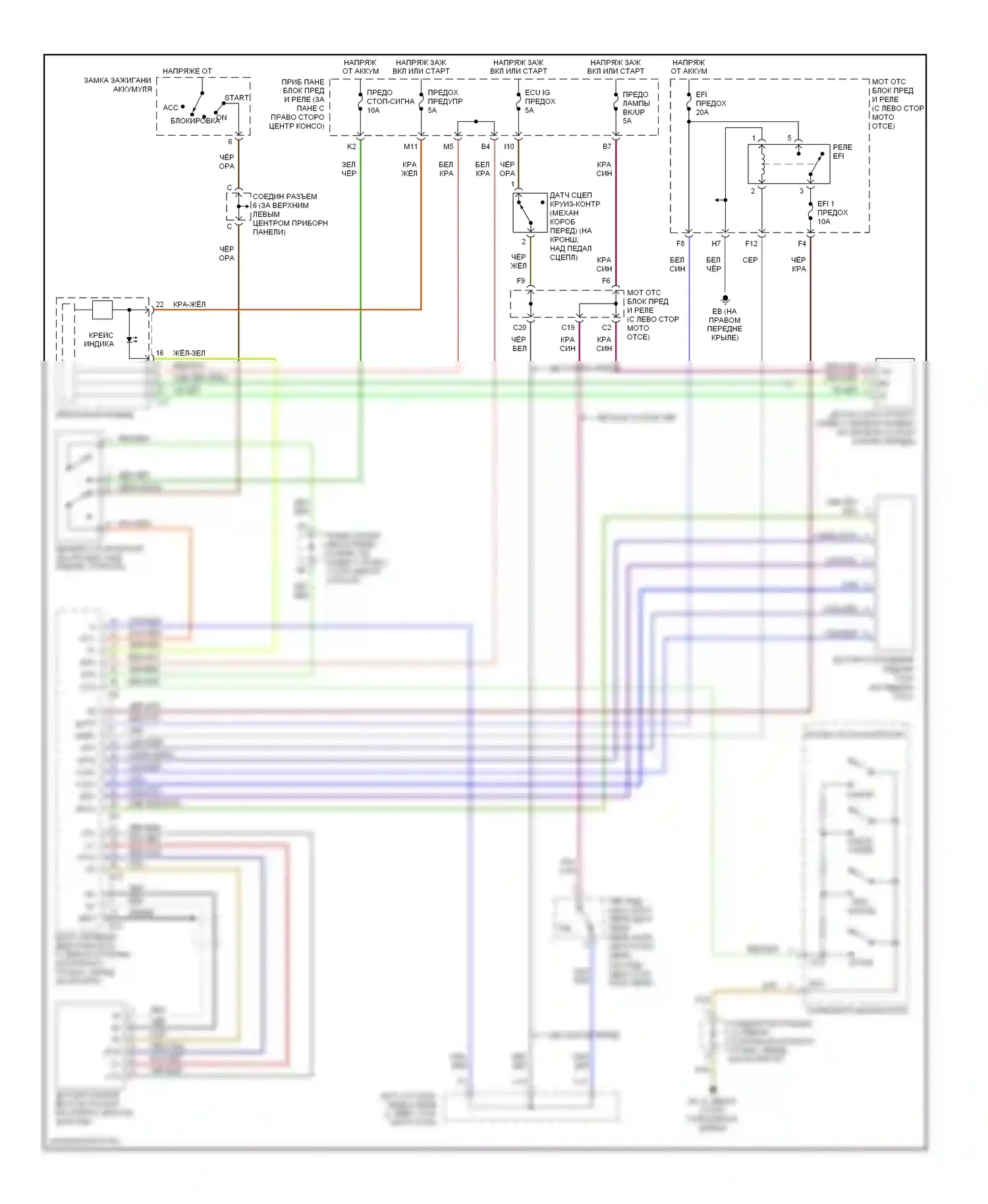 Celica Toyota T230 рестайлинг (2002-2006): Электросхема круиз-контроля, гт-с 
