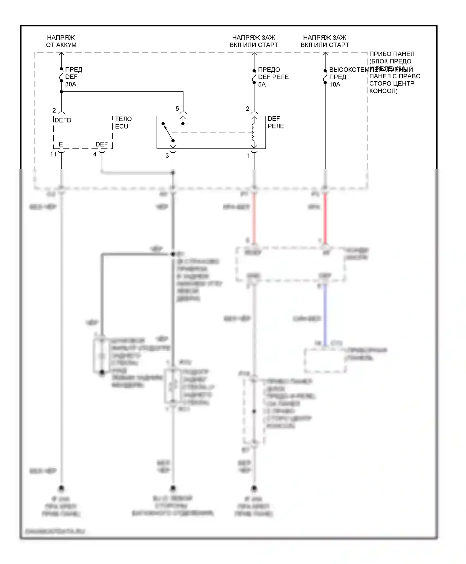 Celica Toyota T230 рестайлинг (2002-2006): Электросхема подогрева стекол 