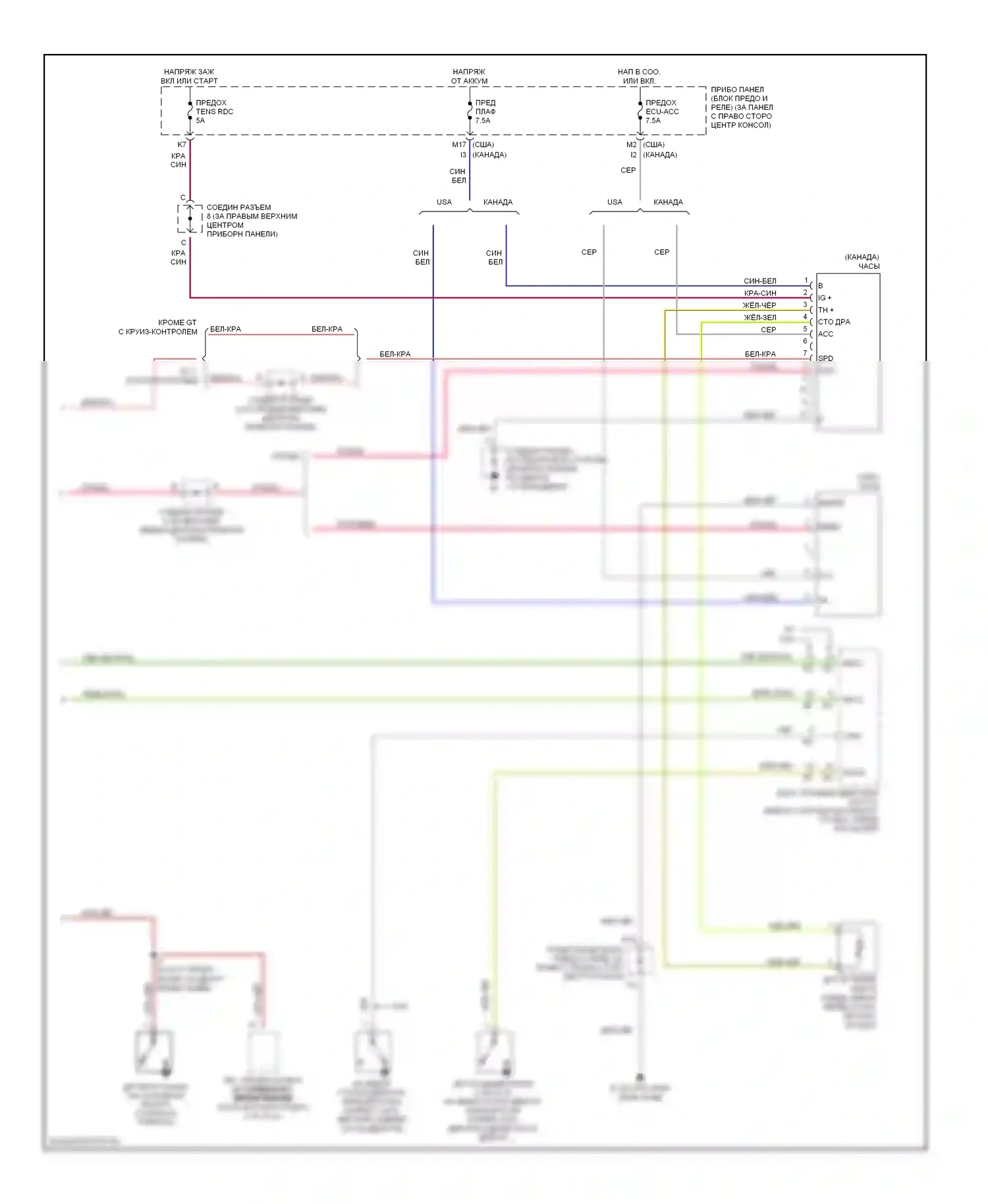 Celica Toyota T230 рестайлинг (2002-2006): Электросхема приборной панели (2 из 2) 