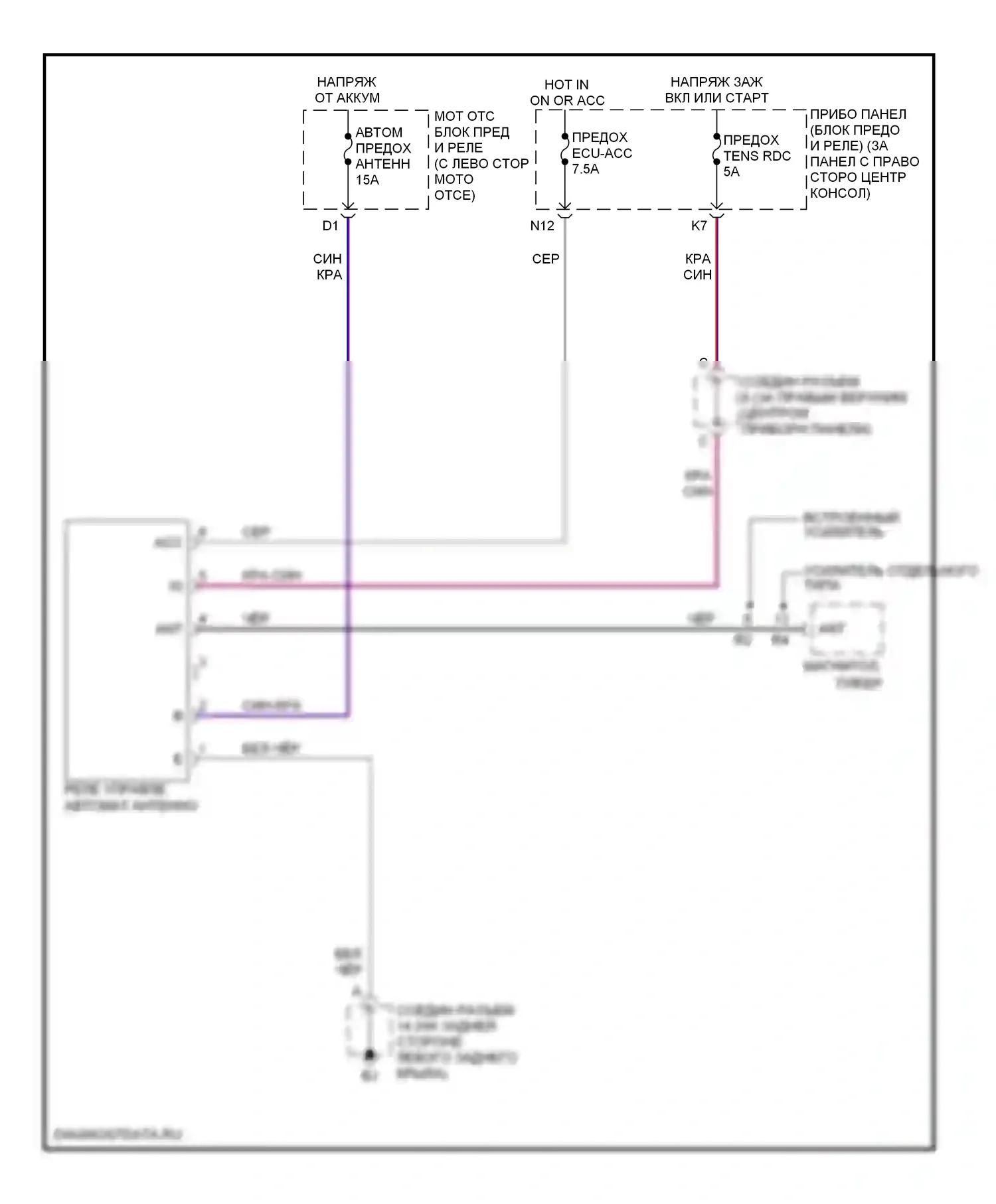 Celica Toyota T230 рестайлинг (2002-2006): Электросхема силовой антенны 