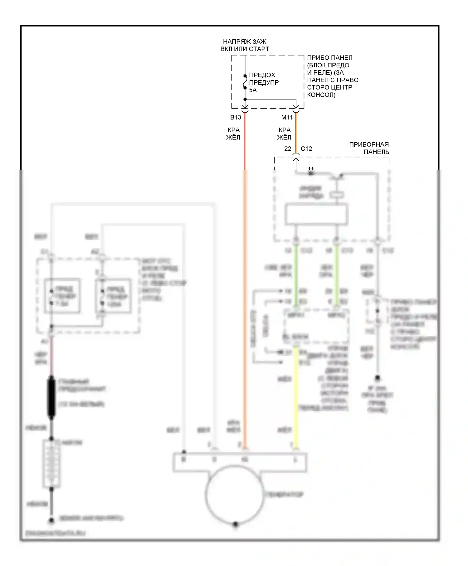Celica Toyota T230 рестайлинг (2002-2006): Электросхема генератора 