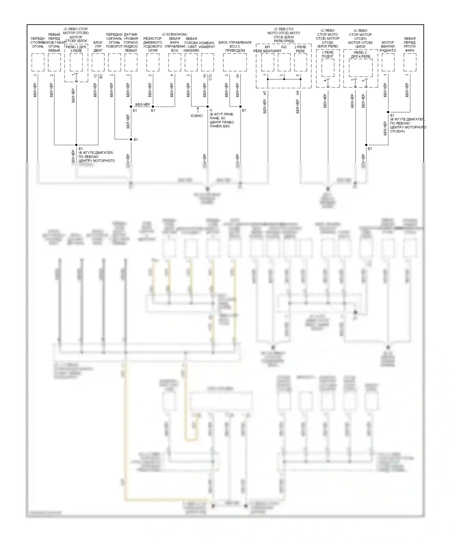 Celica Toyota T230 рестайлинг (2002-2006): Электросхема разводки массы, gt (1 из 2) 