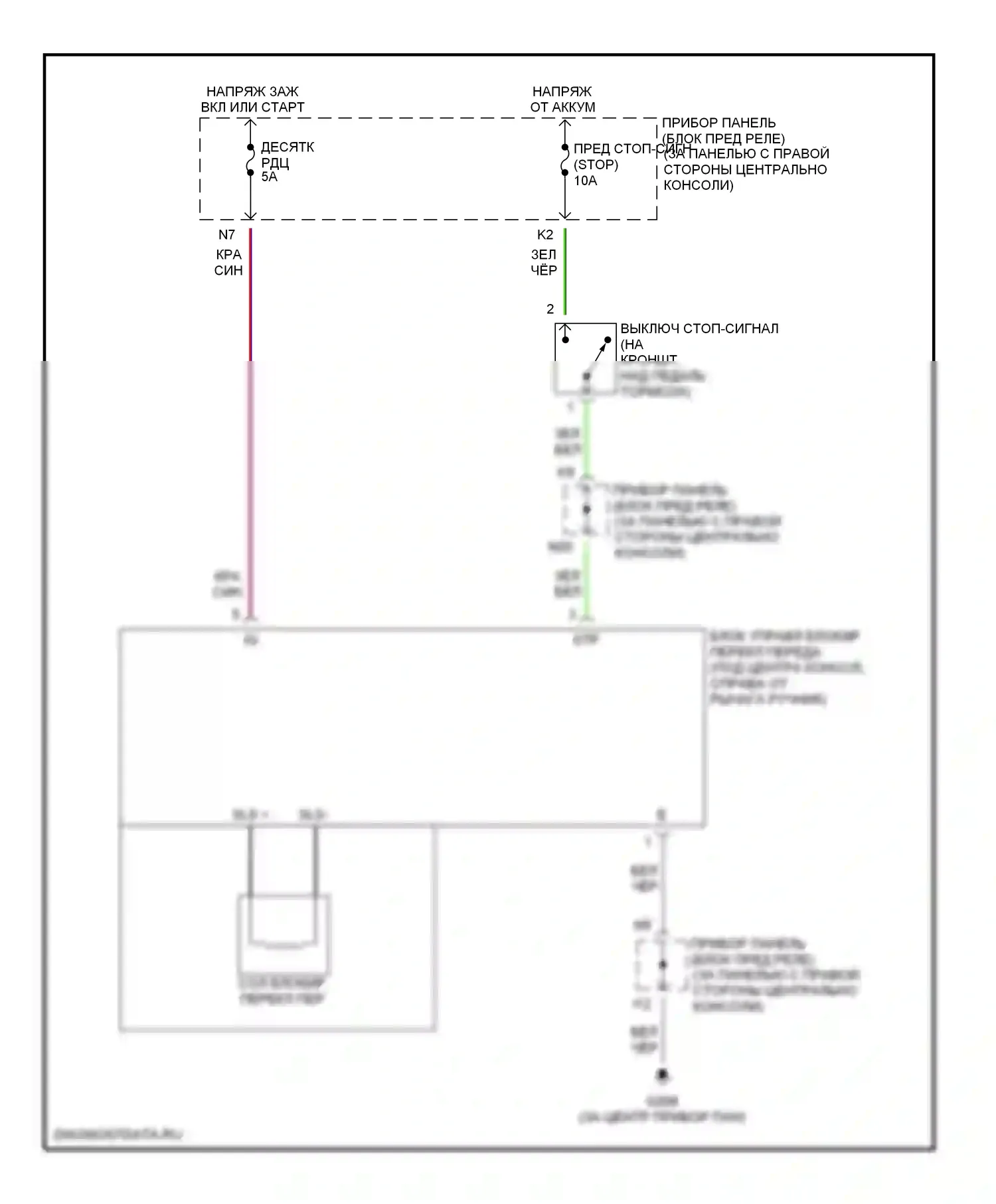 Celica Toyota T230 (1999-2002): Электросхема блокировки селектора 