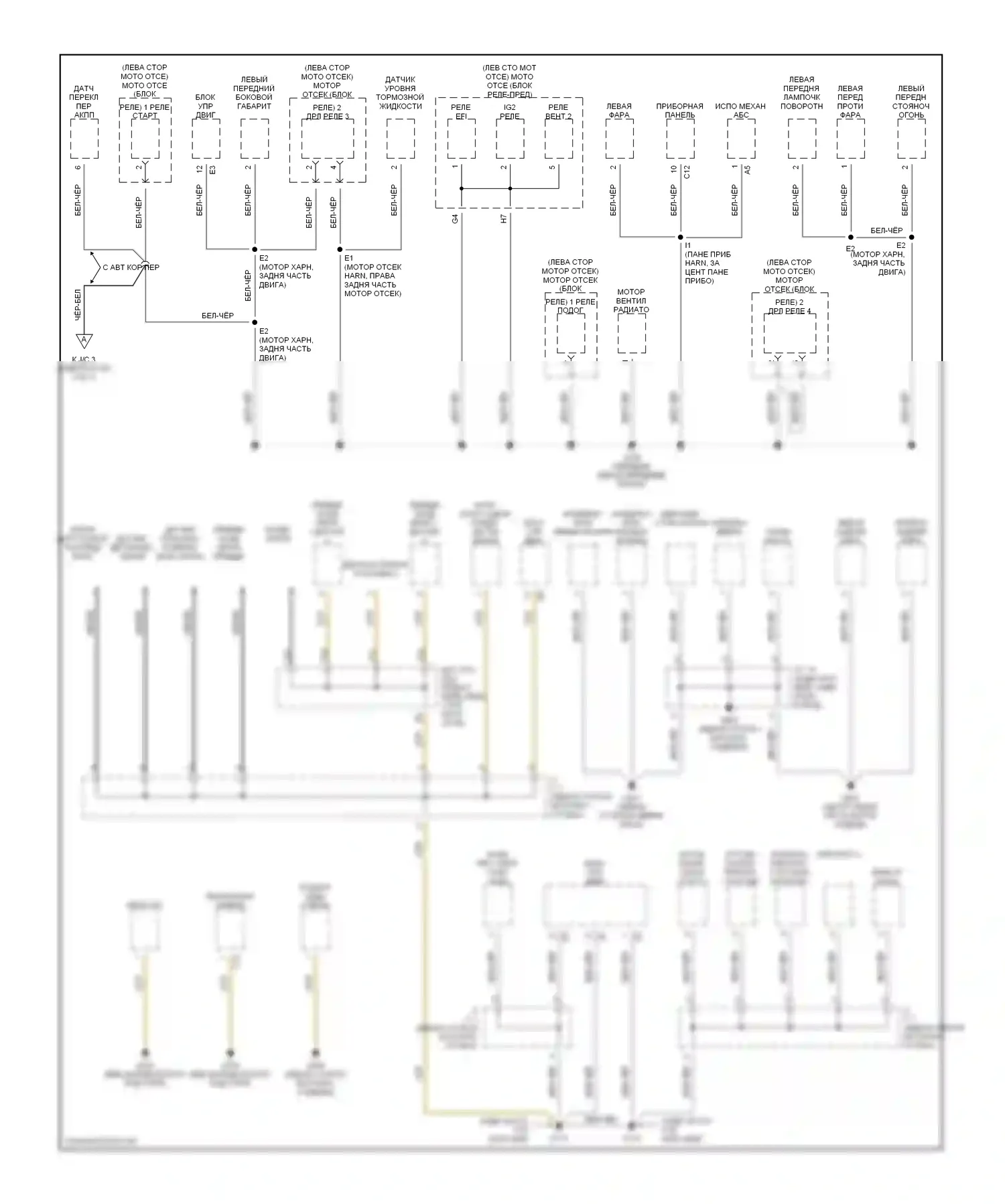 Celica Toyota T230 (1999-2002): Электросхема разводки массы (1 из 2) 