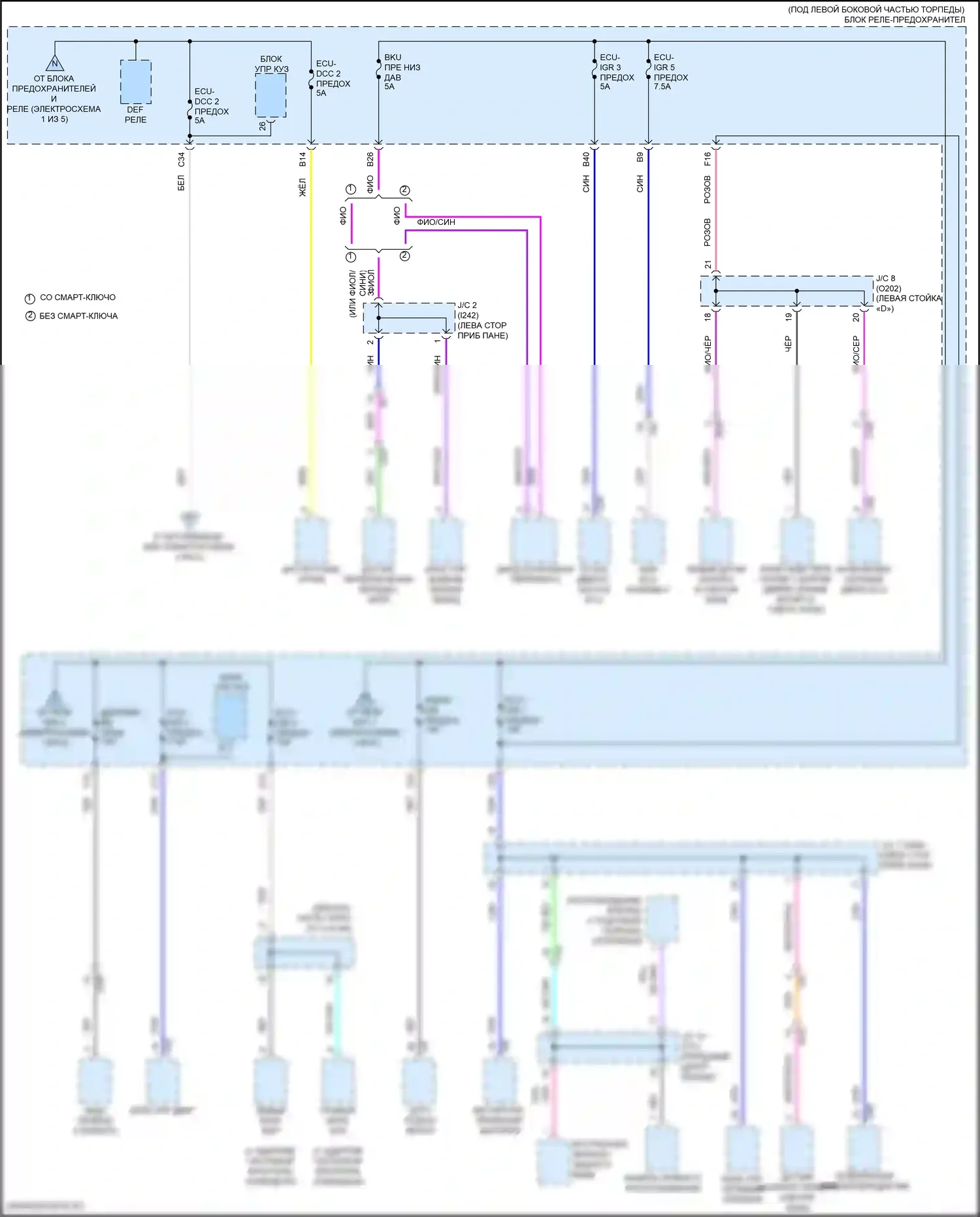 Corolla Cross Toyota I (2020-2024): Электросхема блока предохранителей реле (2 из 5) 