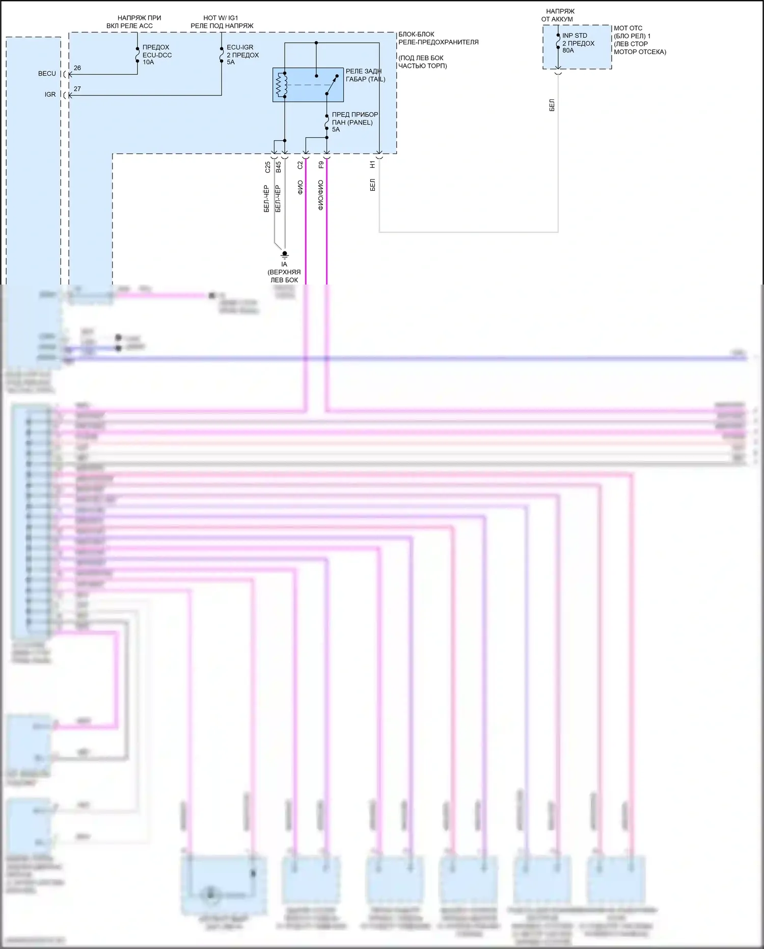 Corolla Cross Toyota I (2020-2024): Электросхема подсветки приборной панели (1 из 3) 