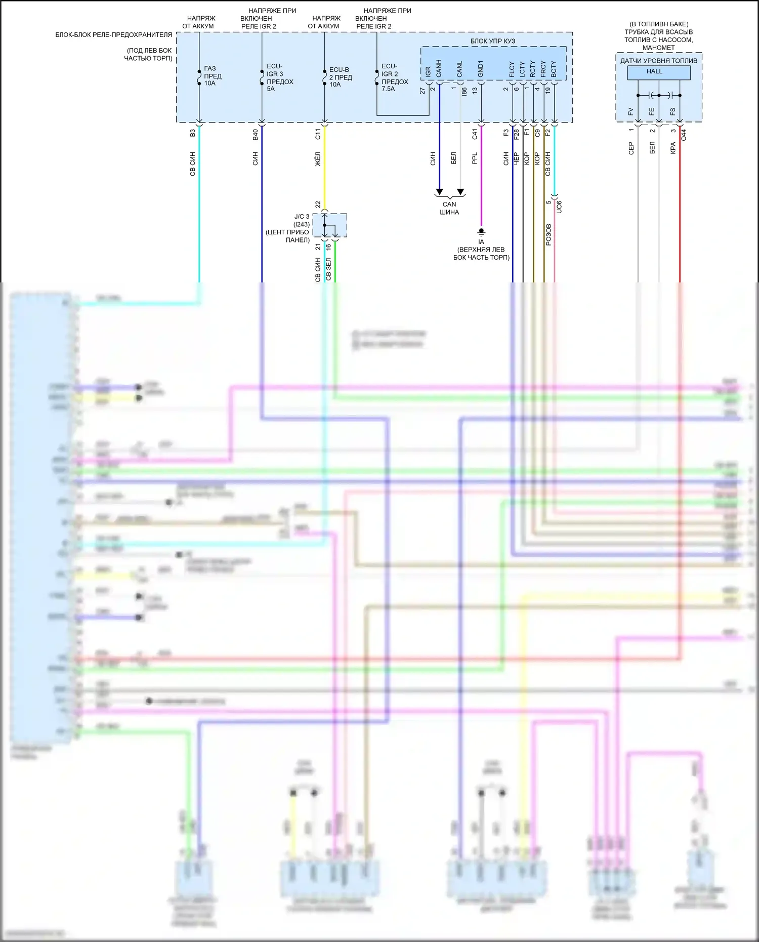 Corolla Cross Toyota I (2020-2024): Электросхема приборной панели (1 из 4) 