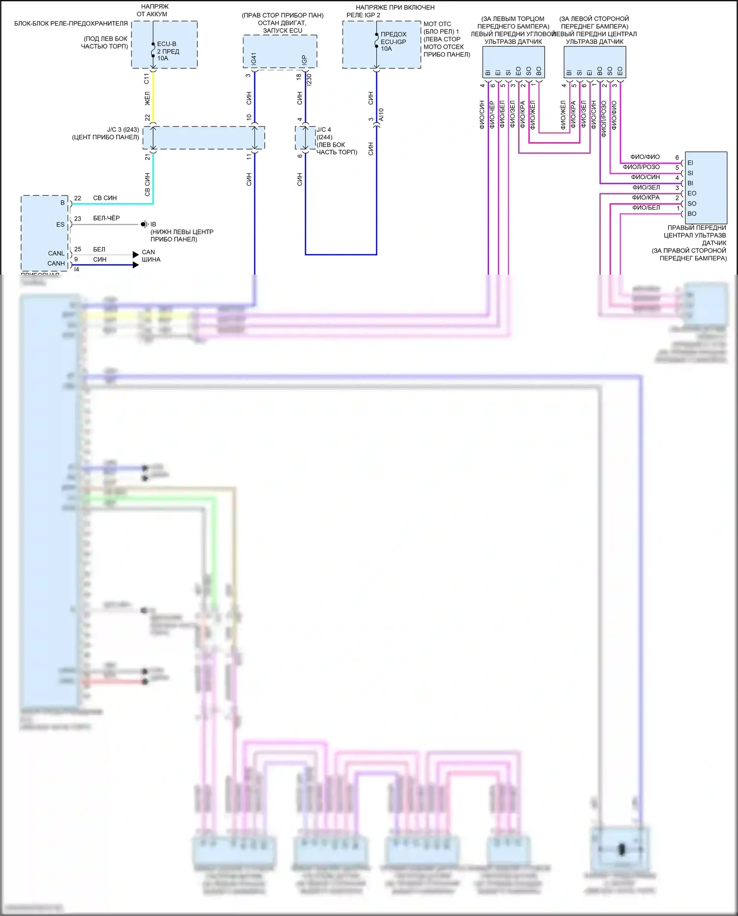 Corolla Cross Toyota I (2020-2024): Электросхема парктроника 