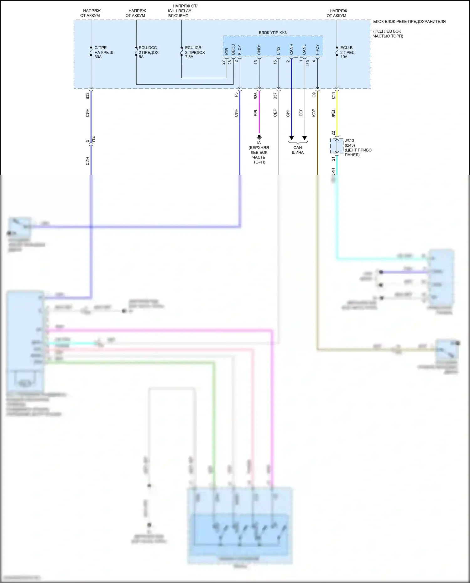 Corolla Cross Toyota I (2020-2024): Электросхема складной крыши/люка 