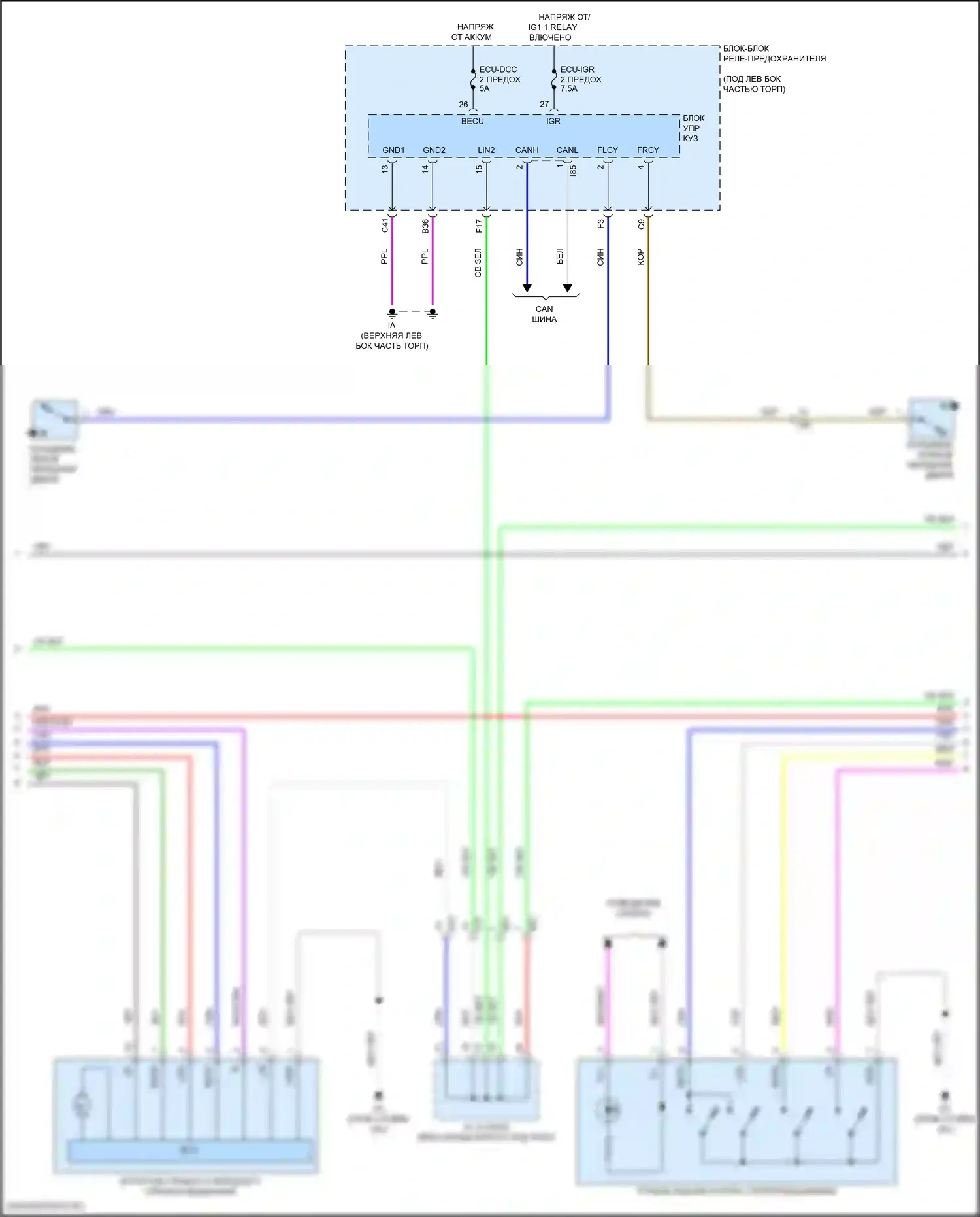 Corolla Cross Toyota I (2020-2024): Электросхема стеклоподъемников (2 из 3) 