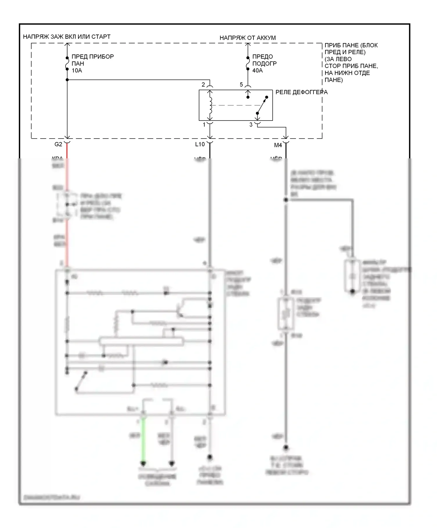 Corolla Toyota IX рестайлинг (2003-2007): Электросхема подогрева стекол 