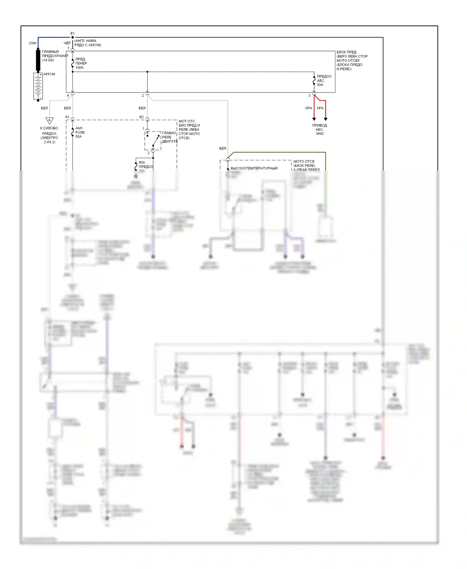 Corolla Toyota IX (2000-2004): Электросхема блока предохранителей реле (1 из 2) 