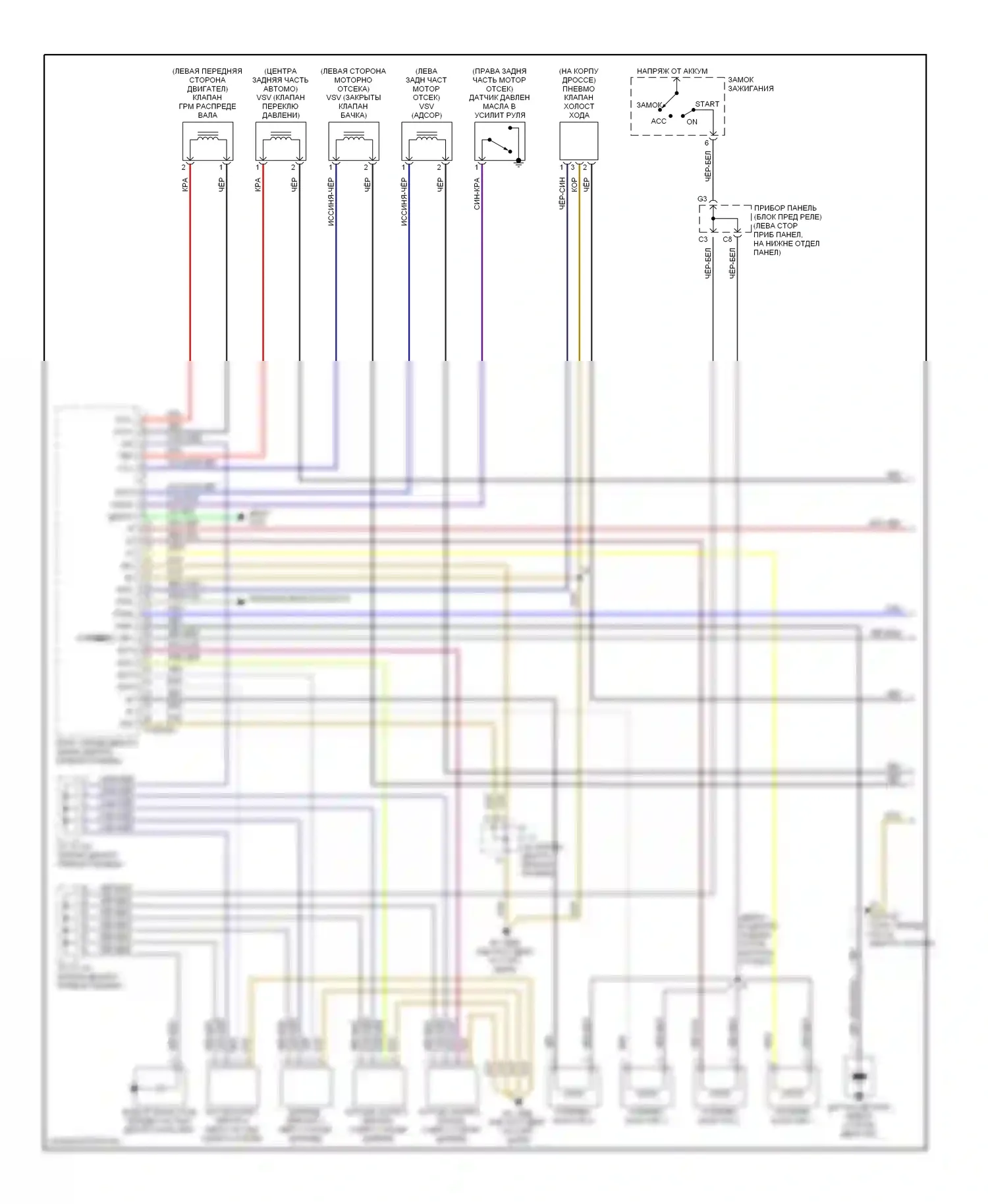 Corolla Toyota IX (2000-2004): Электросхема двигателя 1.8ls, 3-ступенчатой автоматической коробки передач и механической коробки передач (1 из 3) 