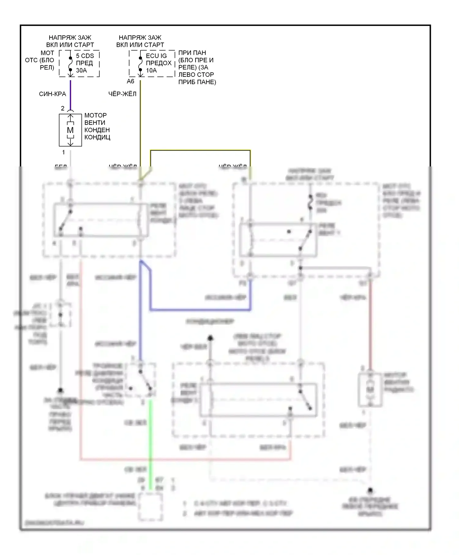Corolla Toyota IX (2000-2004): Электросхема вентилятора охлаждения 