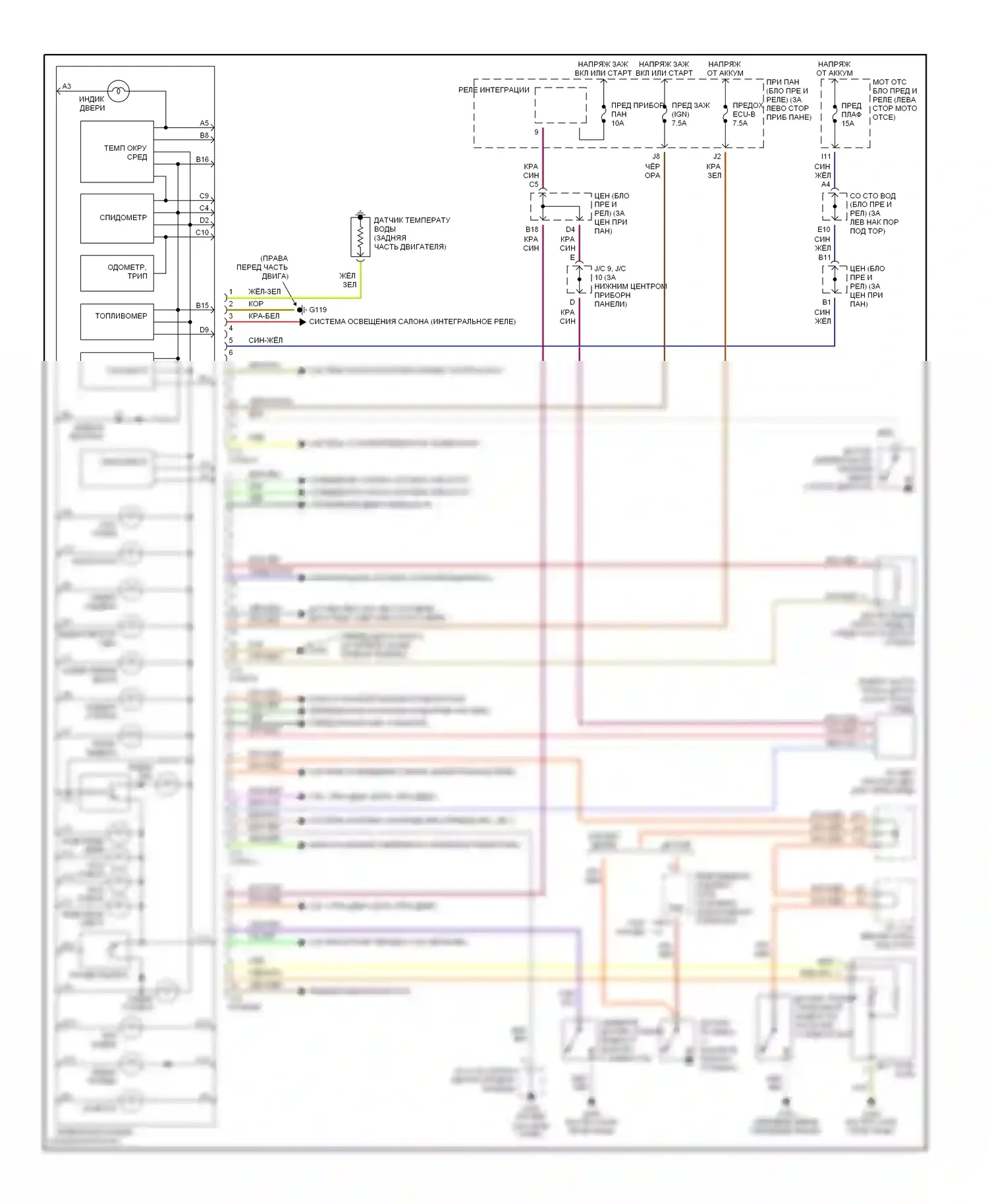 Corolla Toyota VII (1991-2002): Электросхема приборной панели 