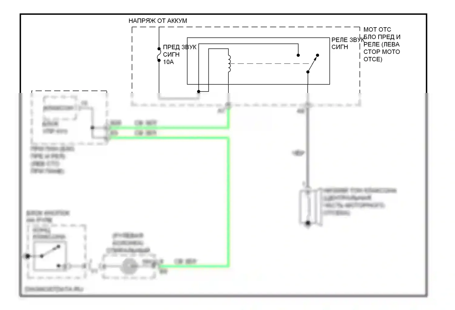 Corolla Toyota X рестайлинг (2010-2013): Электросхема клаксона 