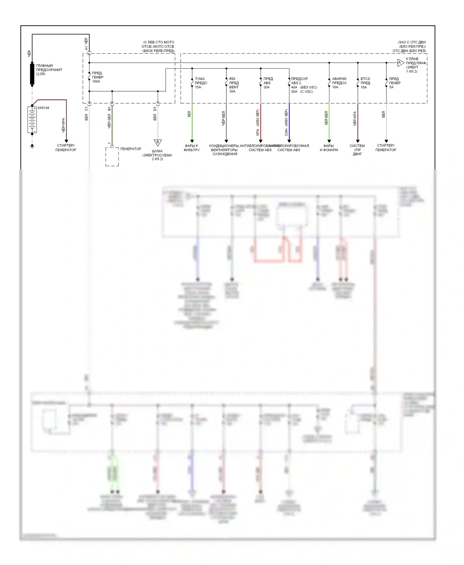 Corolla Toyota X (2006-2010): Электросхема блока предохранителей реле (1 из 2) 