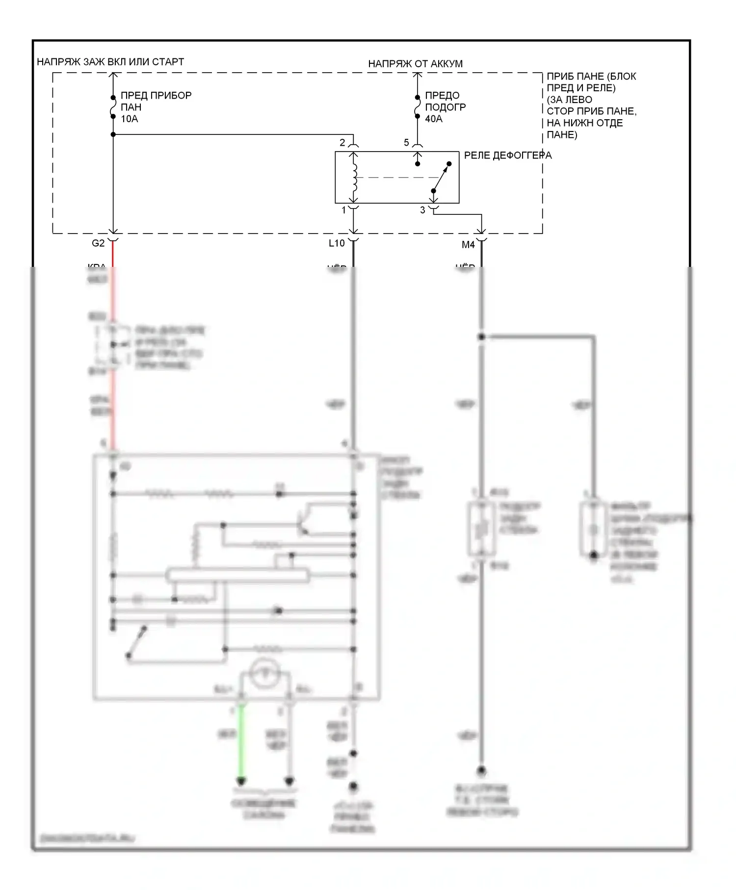 Corolla Toyota X (2006-2010): Электросхема подогрева стекол 