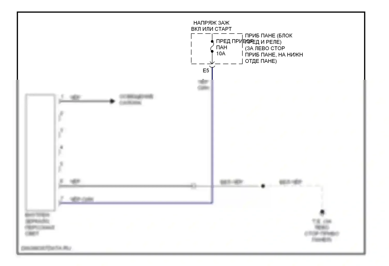 Corolla Toyota X (2006-2010): Электросхема электрохромного зеркала 