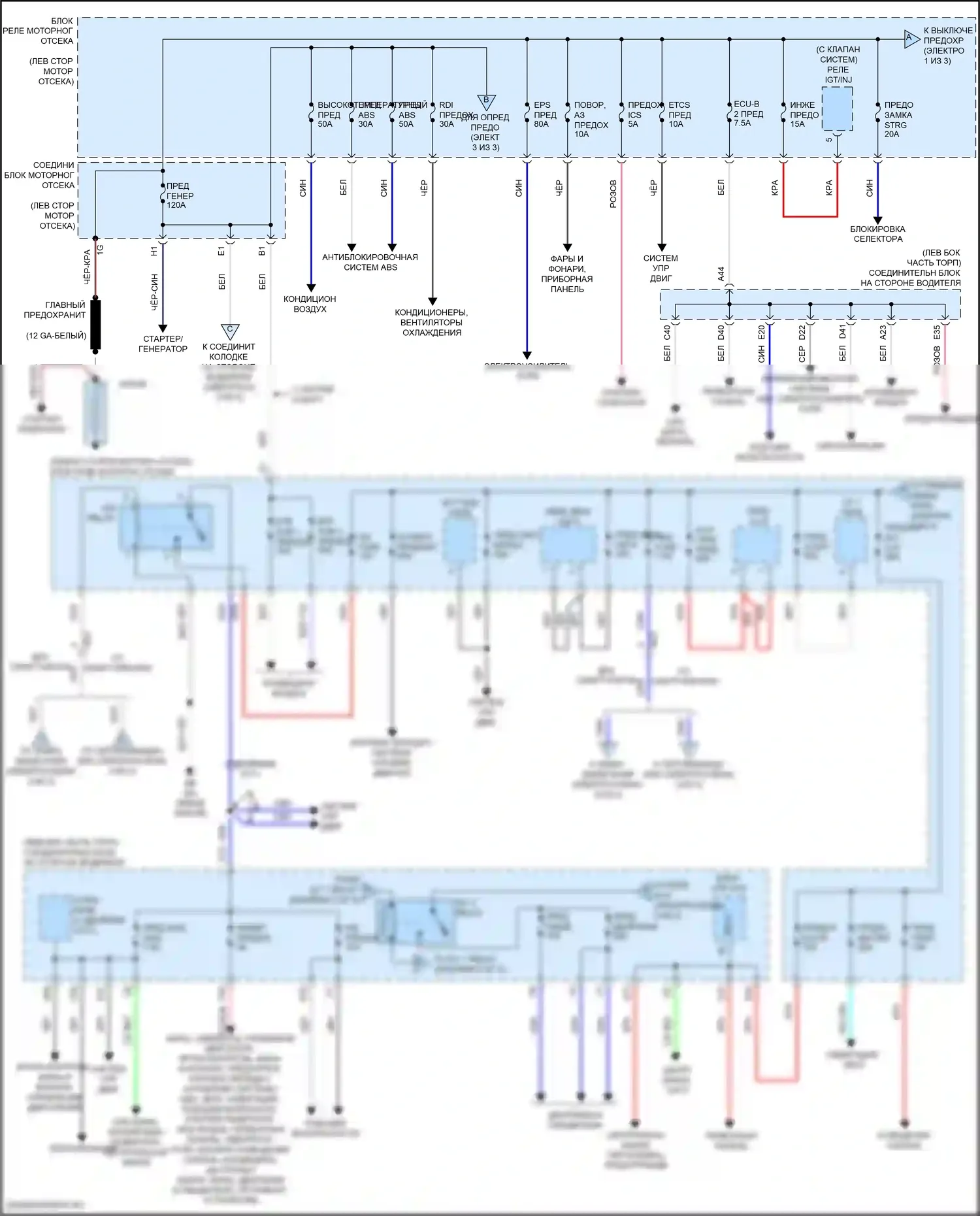 Corolla Toyota XI рестайлинг (2015-2019): Электросхема блока предохранителей реле (1 из 3) 