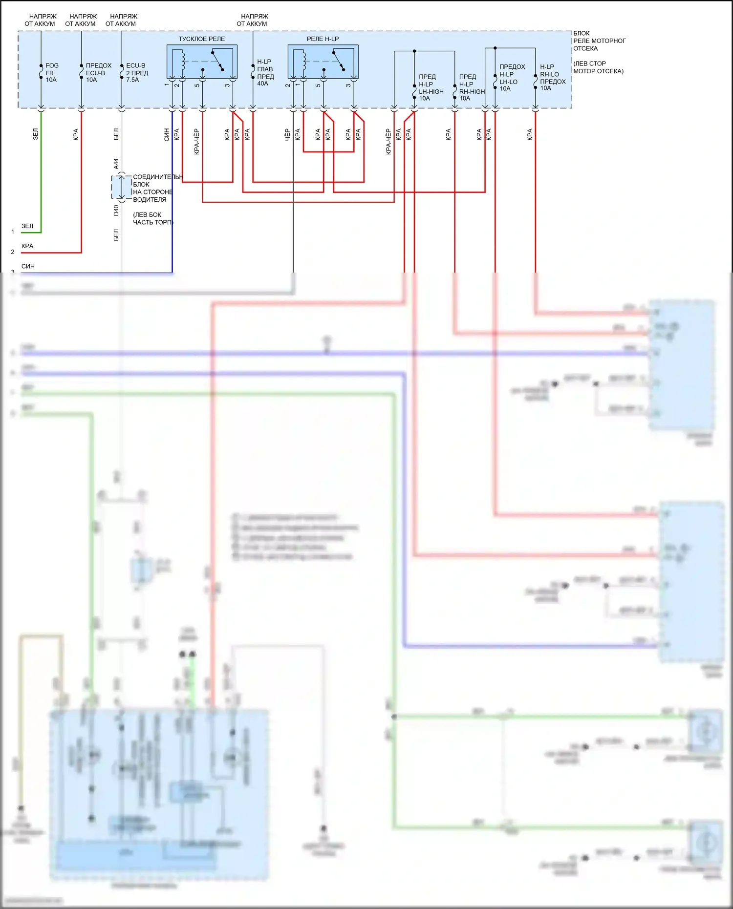 Corolla Toyota XI рестайлинг (2015-2019): Электросхема фар (2 из 2) 
