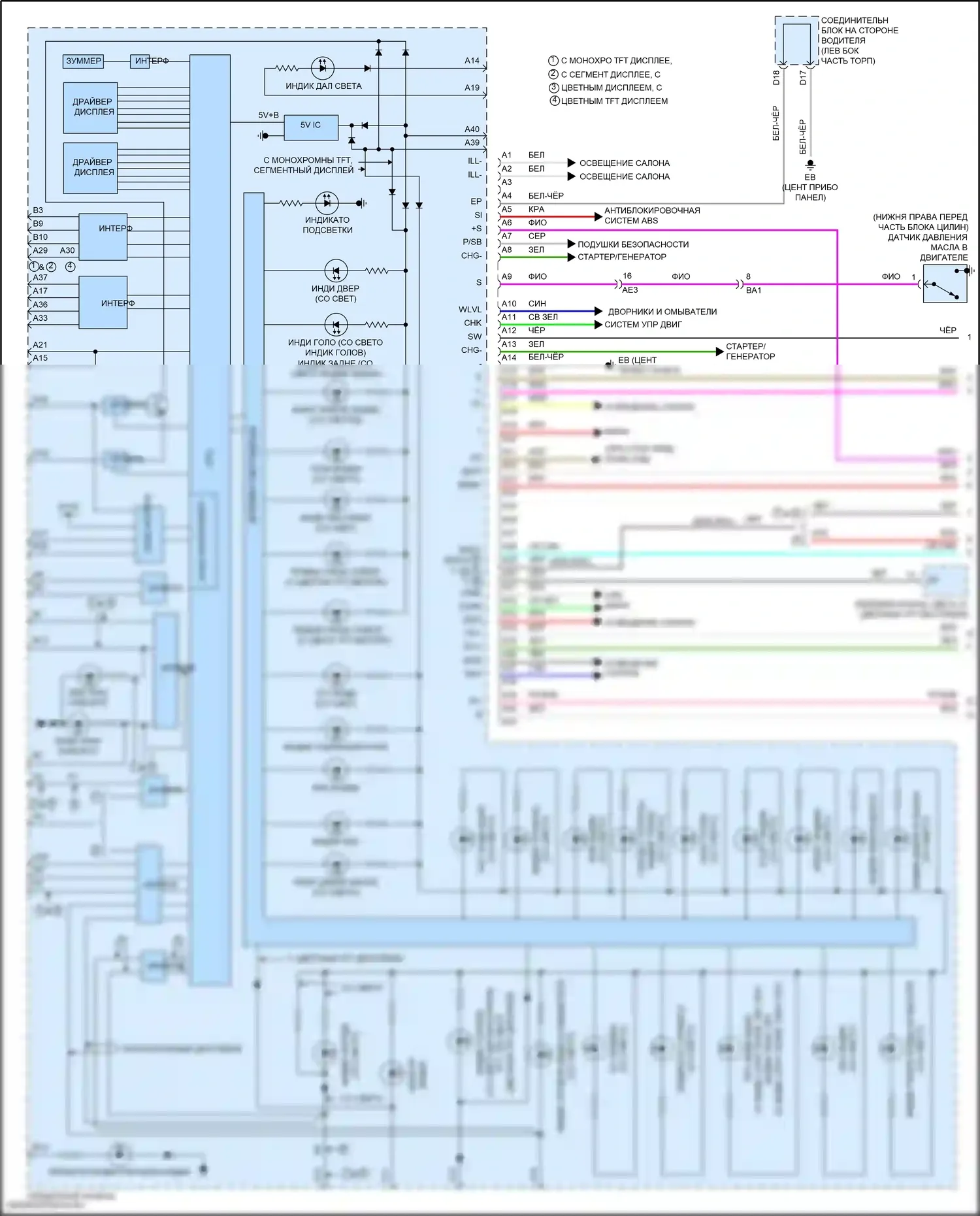 Corolla Toyota XI рестайлинг (2015-2019): Электросхема приборной панели (1 из 3) 