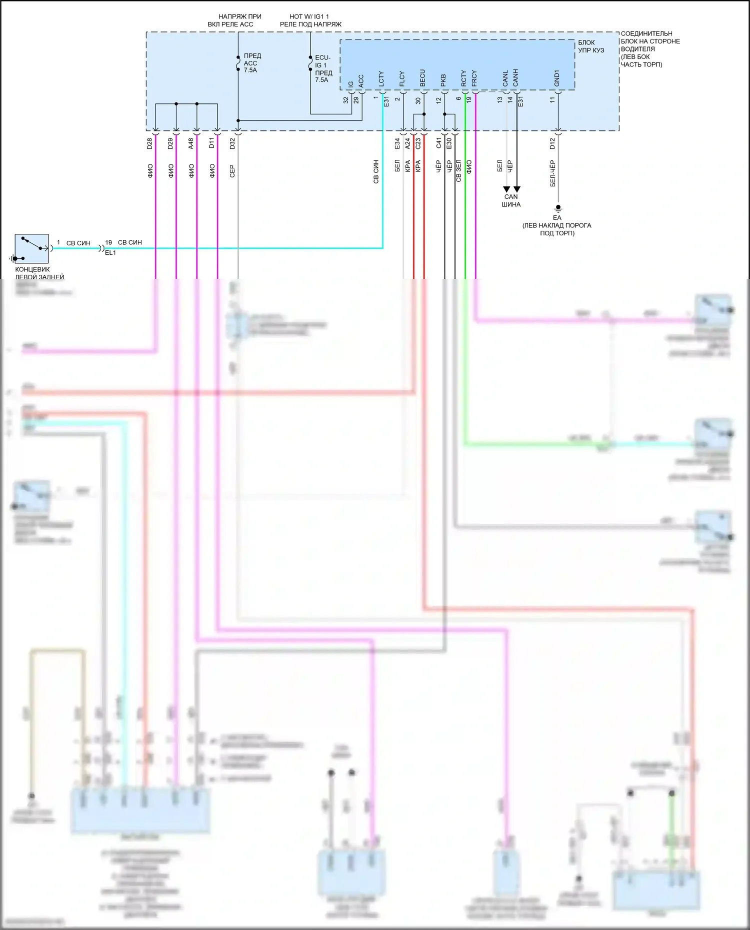 Corolla Toyota XI рестайлинг (2015-2019): Электросхема приборной панели (3 из 3) 