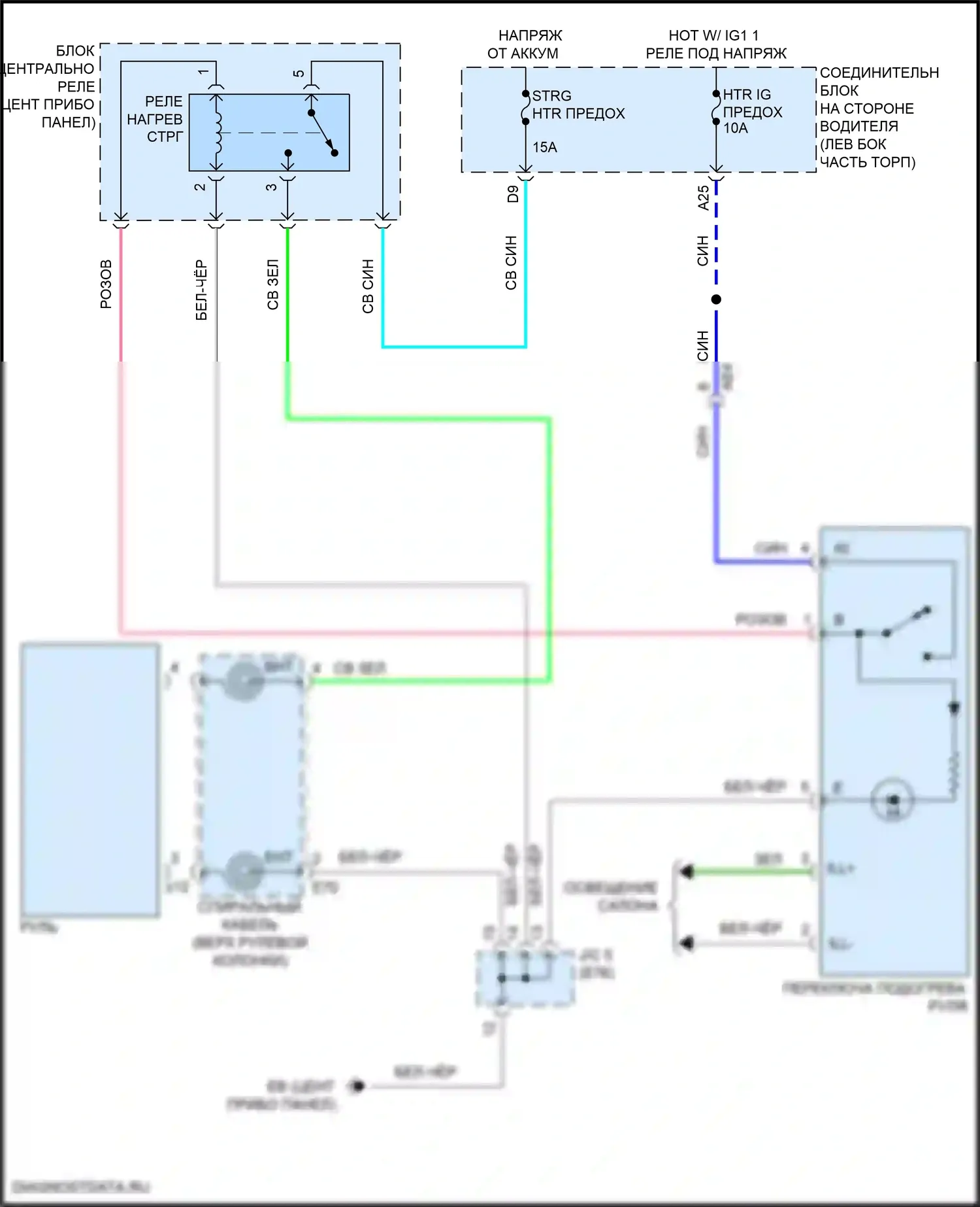 Corolla Toyota XI рестайлинг (2015-2019): Электросхема рулевого колеса с подогревом 