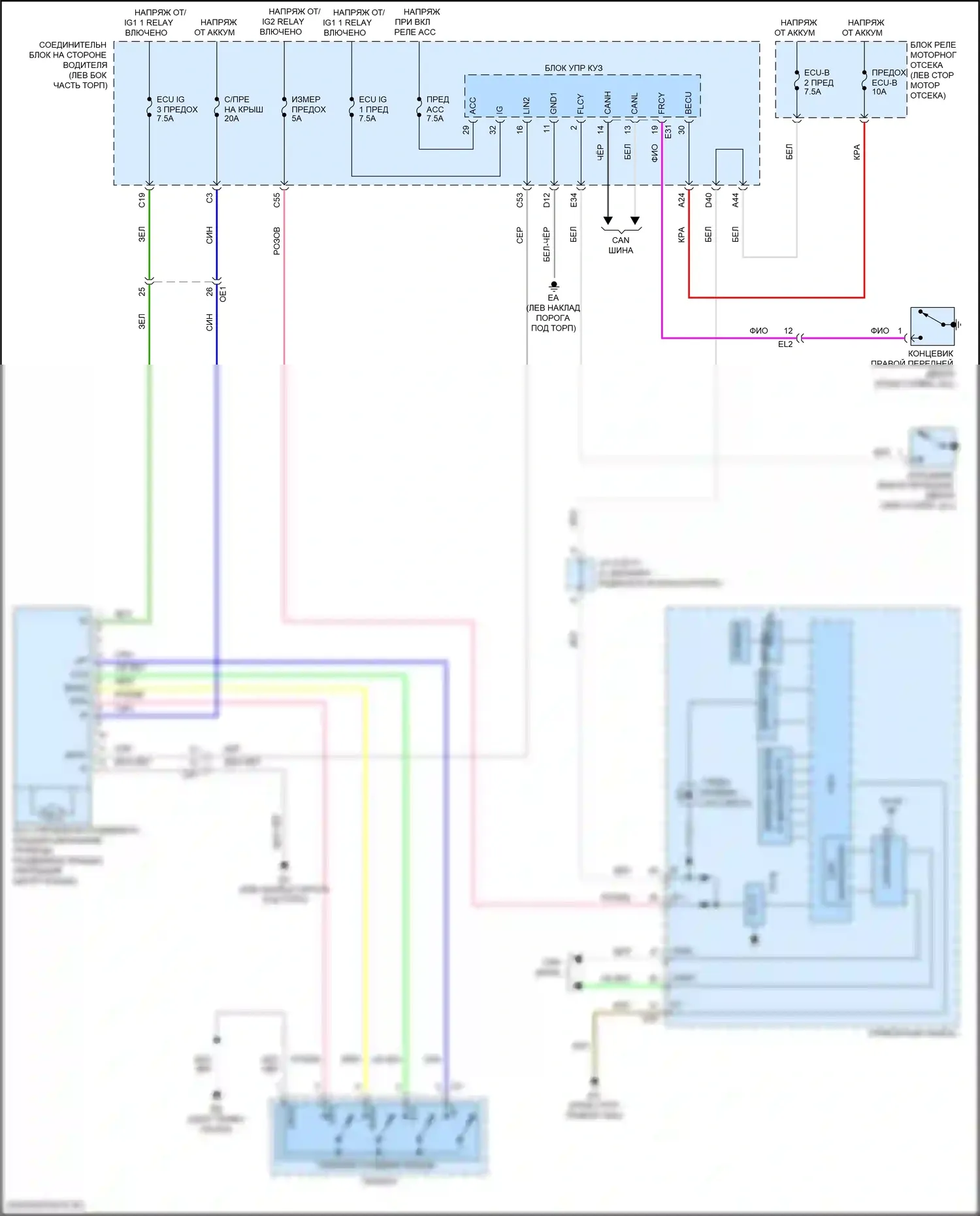 Corolla Toyota XI рестайлинг (2015-2019): Электросхема складной крыши/люка 