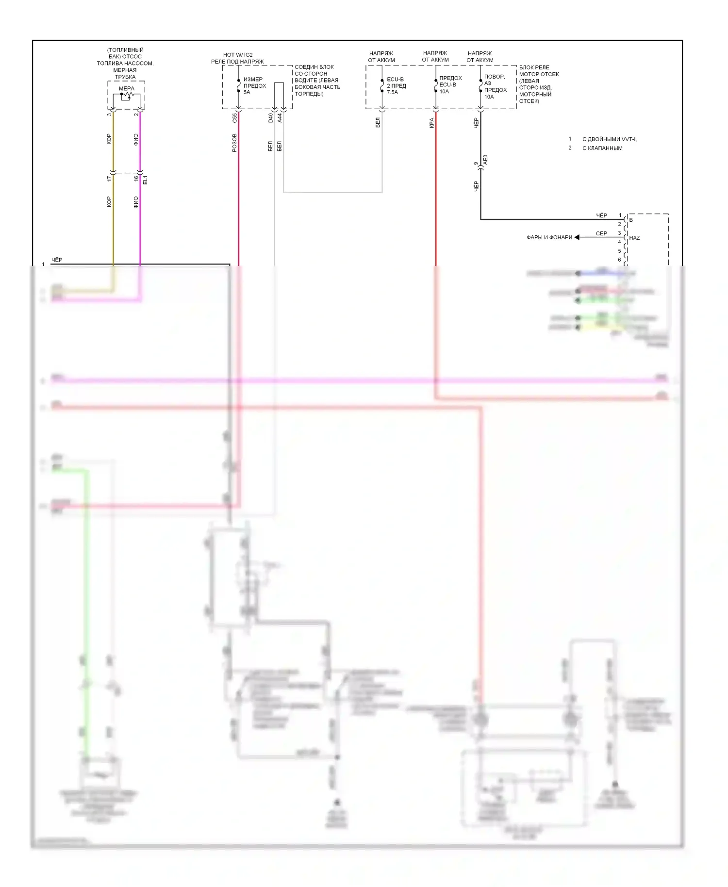 Corolla Toyota XI (2012-2016): Электросхема приборной панели (2 из 3) 