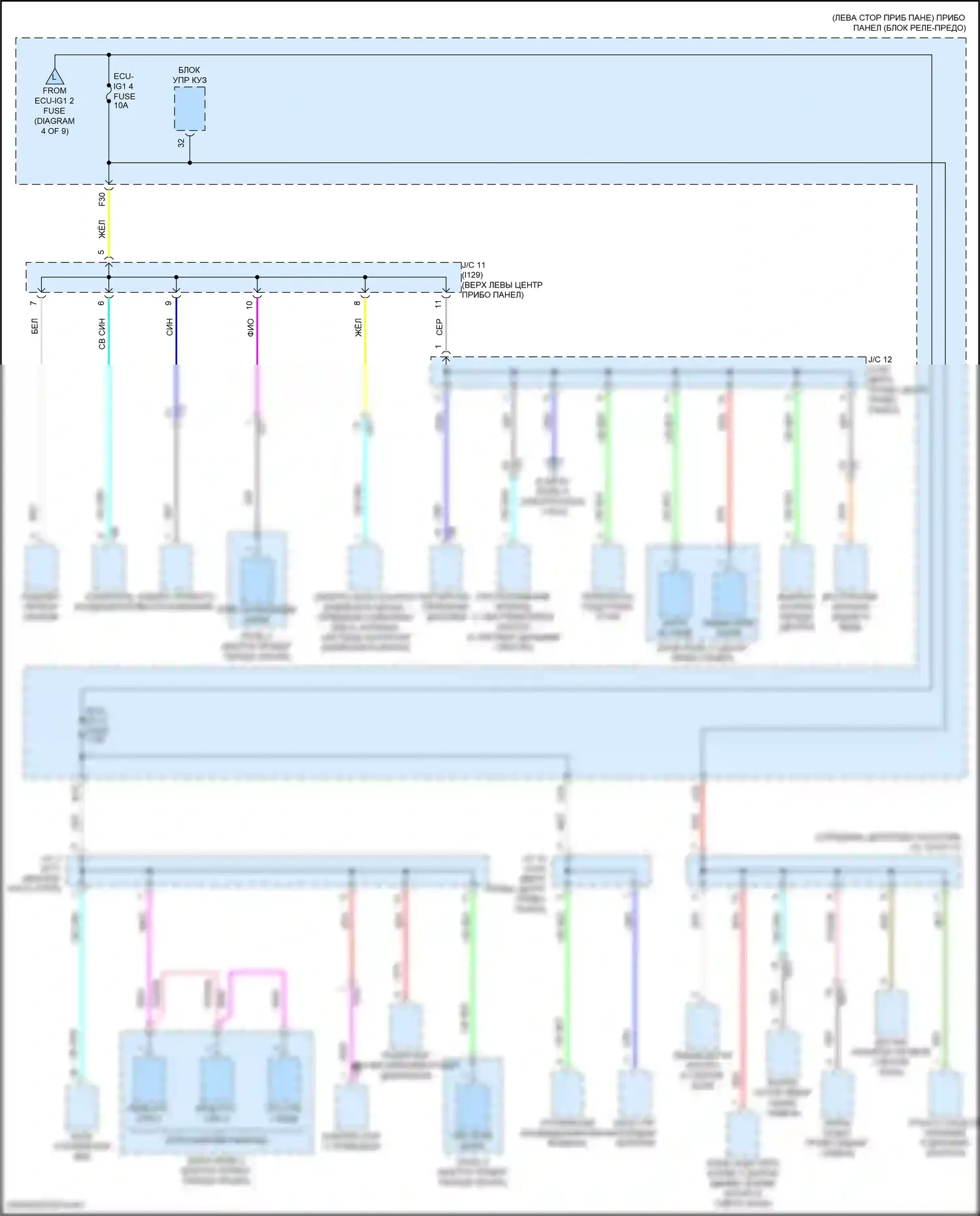 Corolla Toyota XII (2018-2024): Электросхема блока предохранителей реле, гибрид седана (7 из 9) 