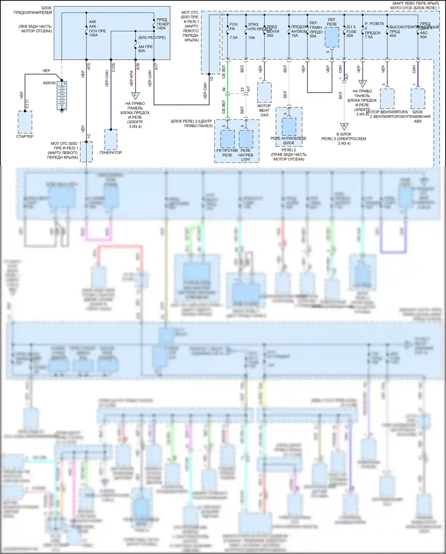 Corolla Toyota XII (2018-2024): Электросхема блока предохранителей реле, хэтчбек (1 из 4) 