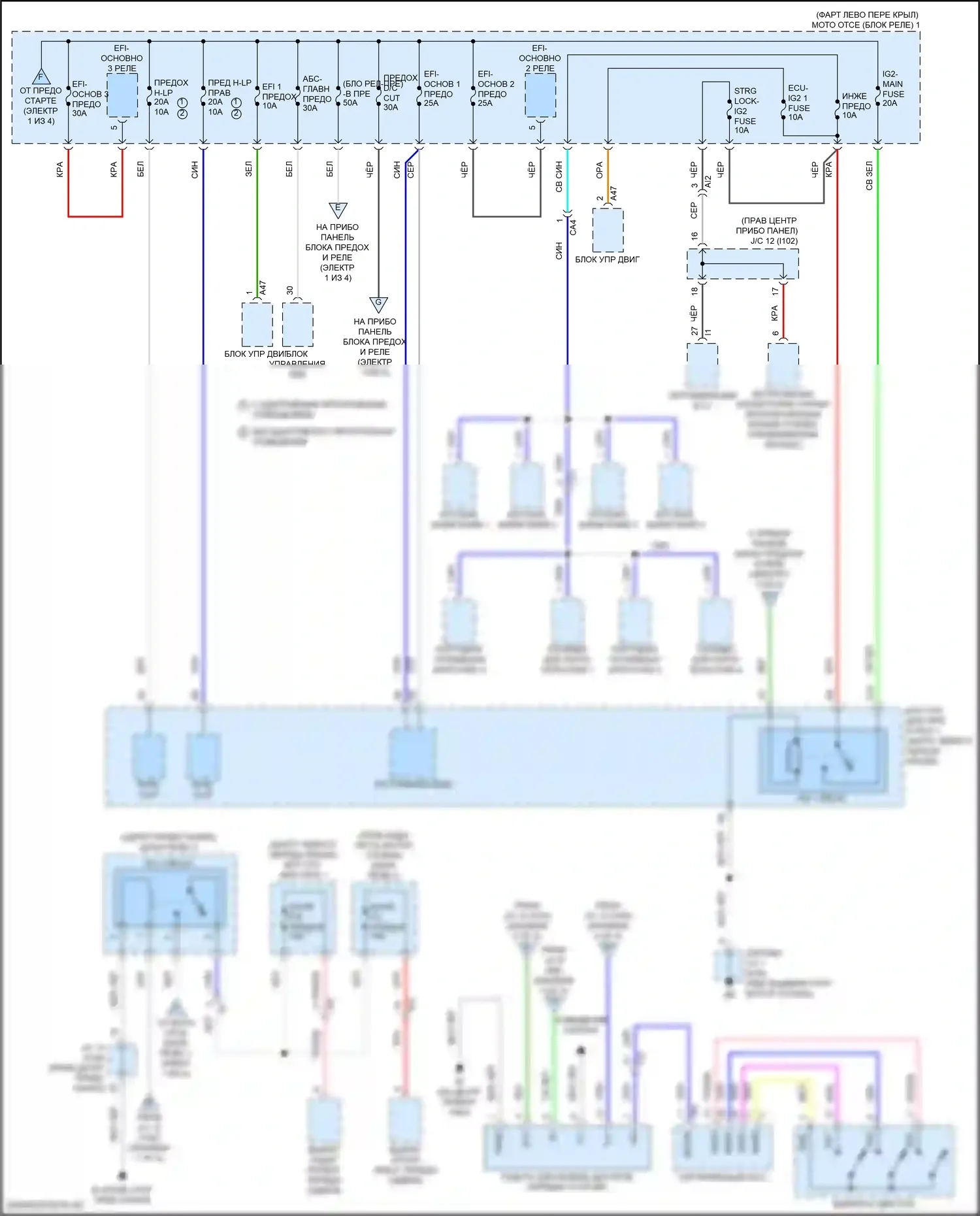 Corolla Toyota XII (2018-2024): Электросхема блока предохранителей реле, хэтчбек (2 из 4) 