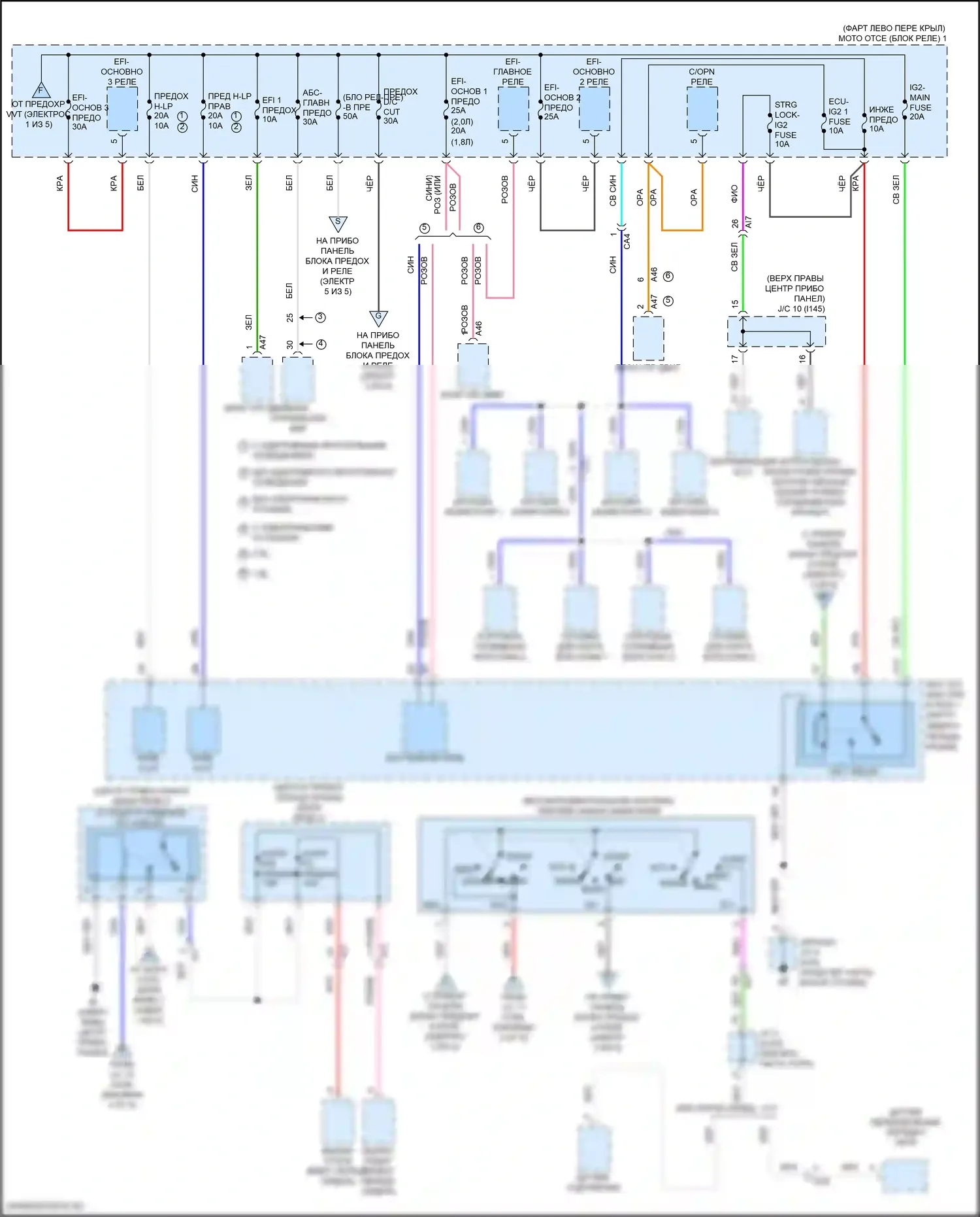 Corolla Toyota XII (2018-2024): Электросхема блока предохранителей реле, седан кроме гибрида (2 из 5) 