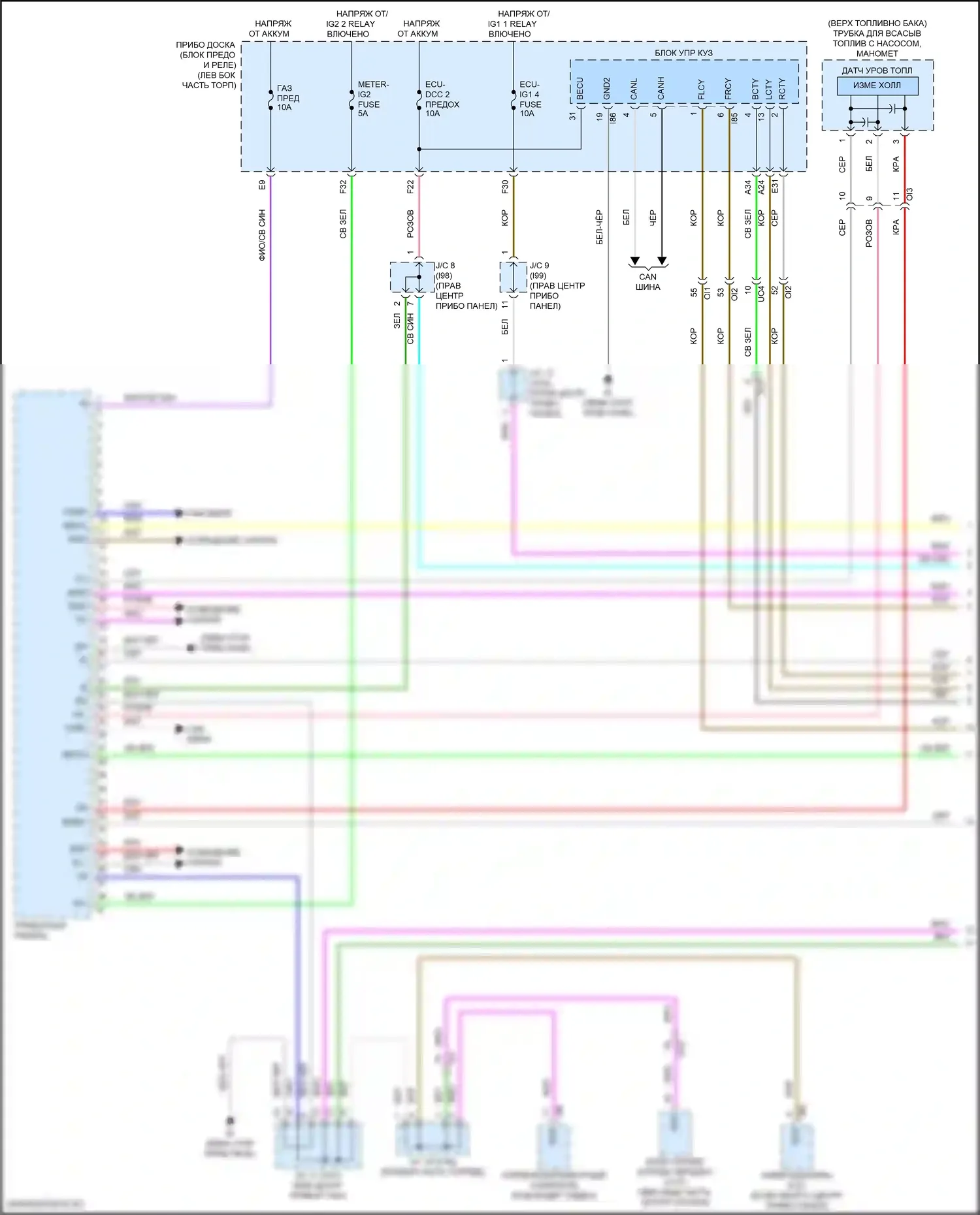 Corolla Toyota XII (2018-2024): Электросхема приборной панели, хэтчбек (1 из 3) 